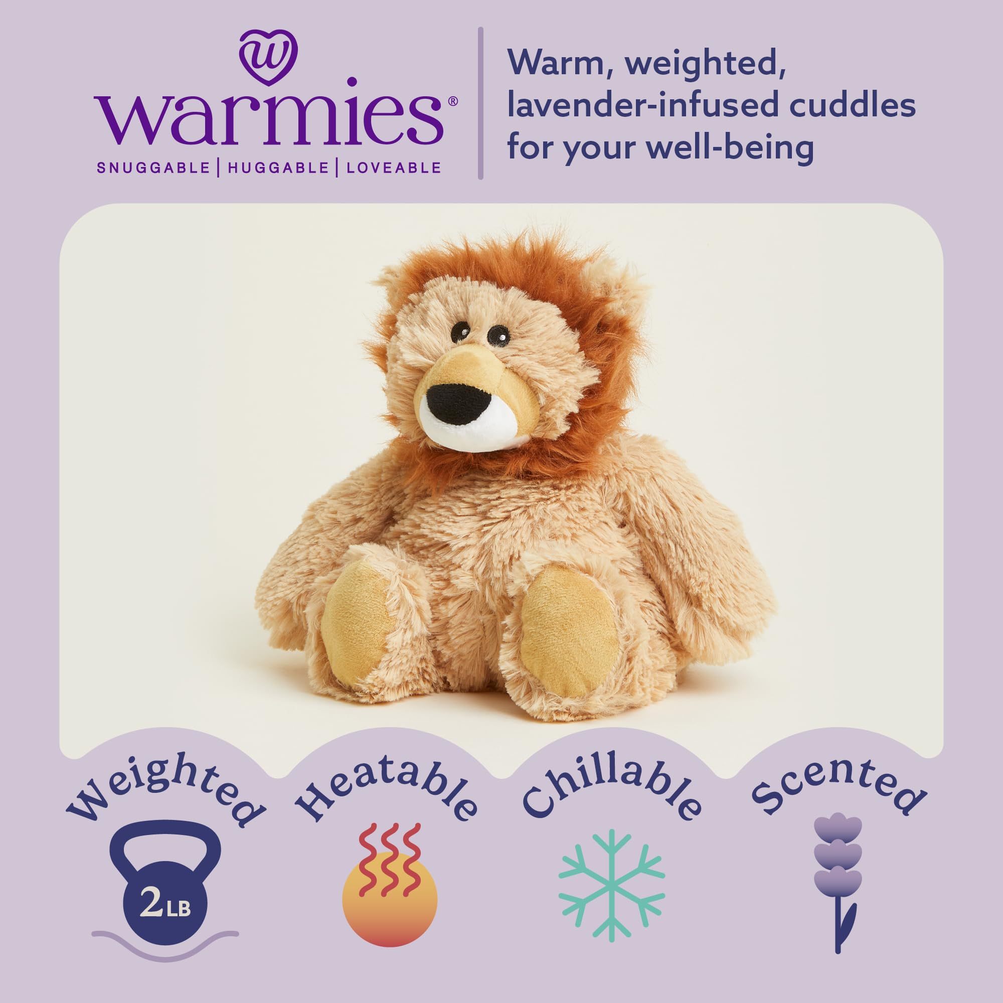 warmies Microwavable & Weighted Stuffed Animals, Lion - Heated Stuffed Animal Plushie