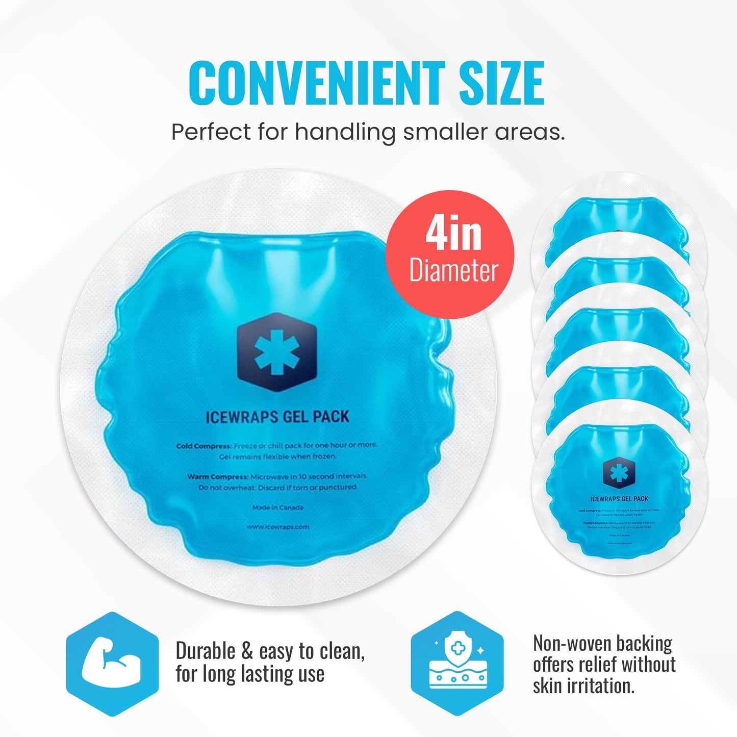 ICEWRAPS Reusable Hot & Cold Gel Packs for Pain Relief - 5 Pack