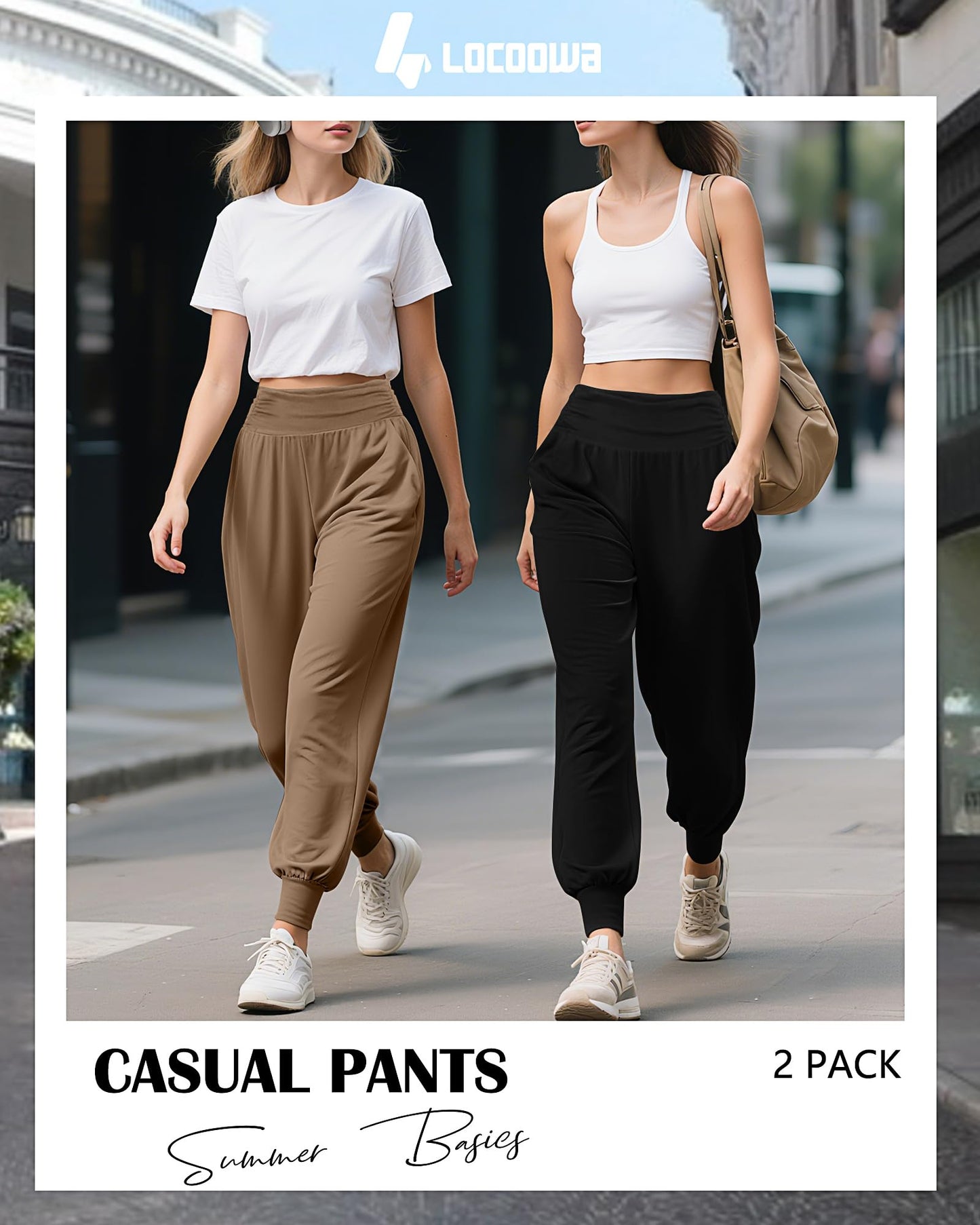 2 Pack Women's Yoga Joggers, Cozy Sweatpants