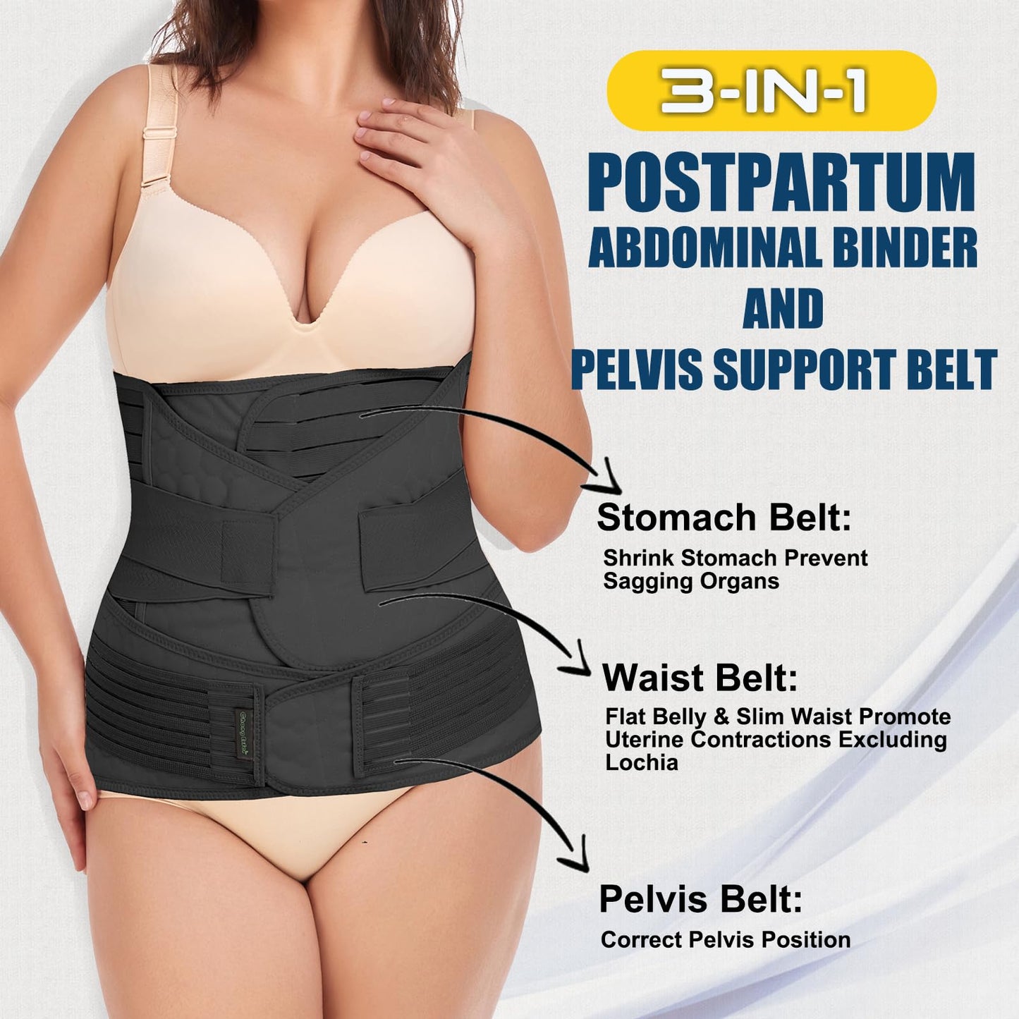 ChongErfei 3 in 1 Postpartum Post Surgical Belly Wrap