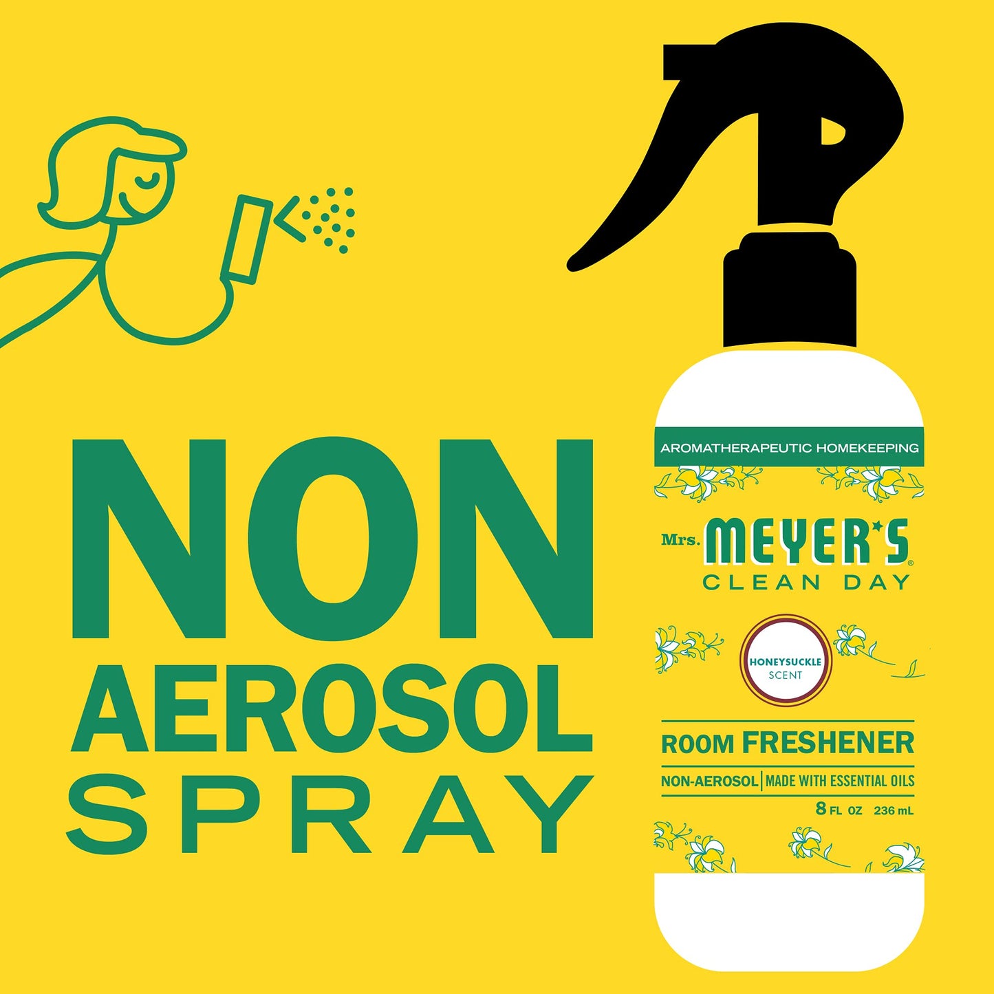 MRS. MEYER'S CLEAN DAY Room and Air Freshener Spray, Non-Aerosol, 8 fl. Oz