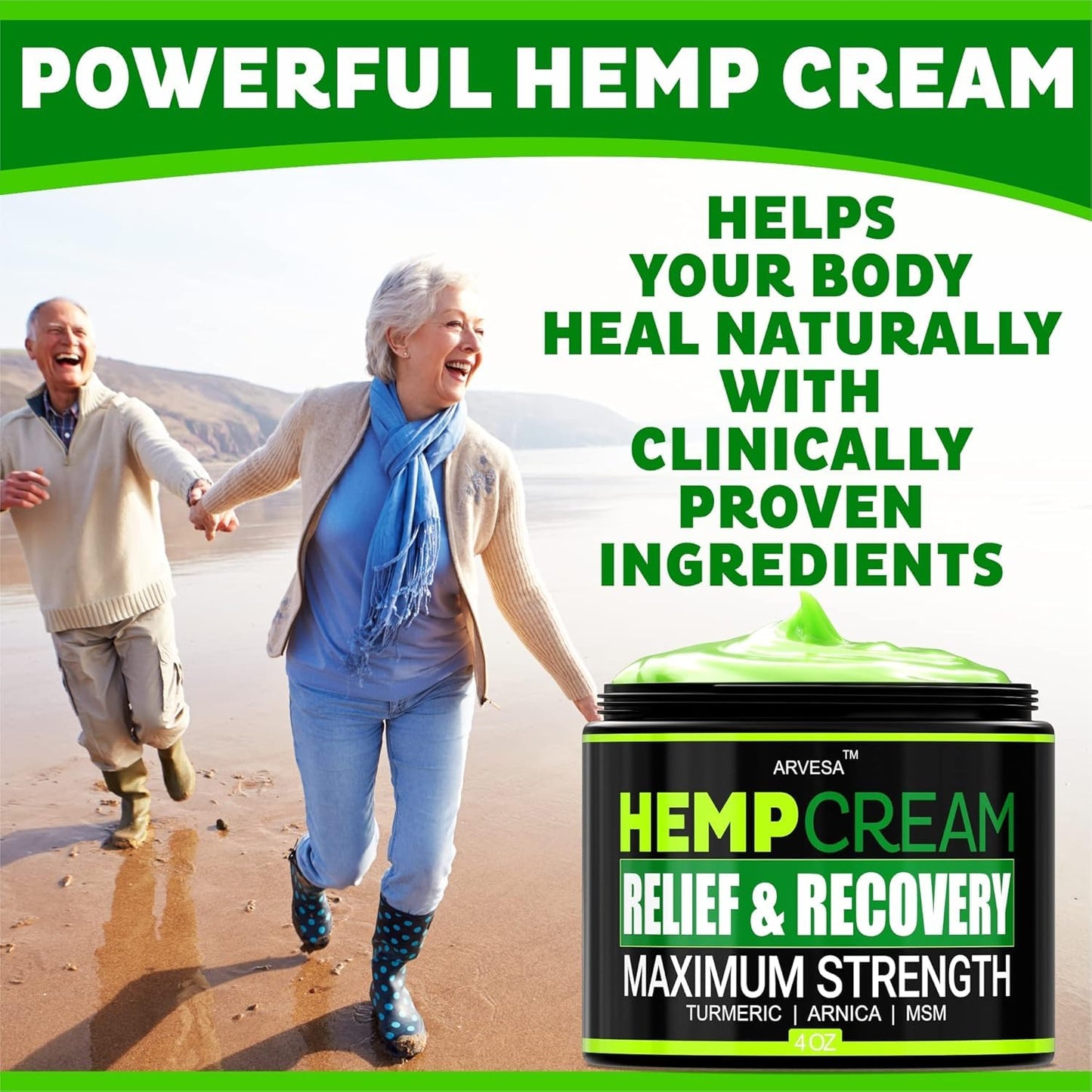 Natural Hemp Cream for Pain - Natural Hemp Oil Extract Lotion - 4 fl oz