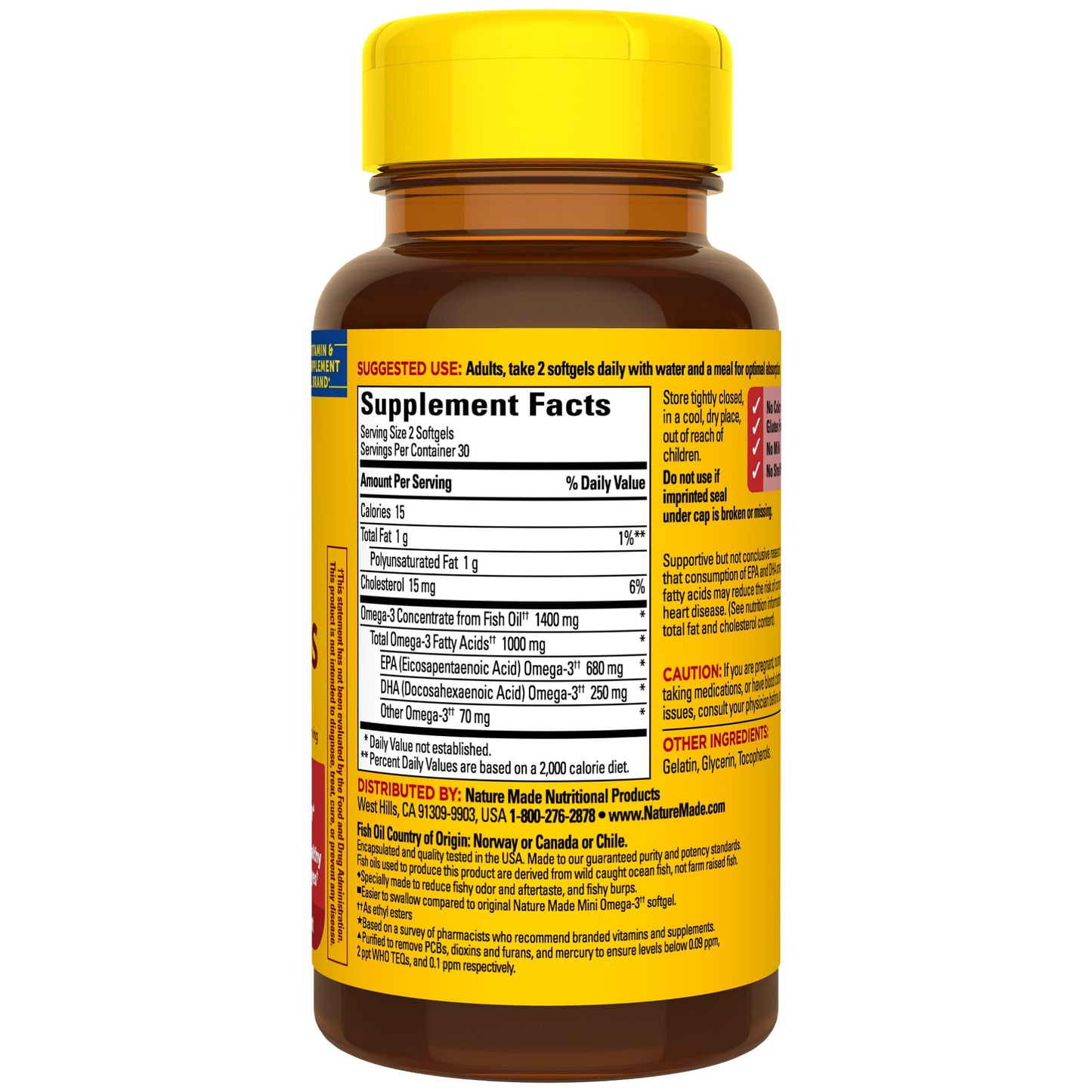 Nature Made Extra Strength Burp Less Fish Oil Omega 3 Supplements 1400 mg Minis