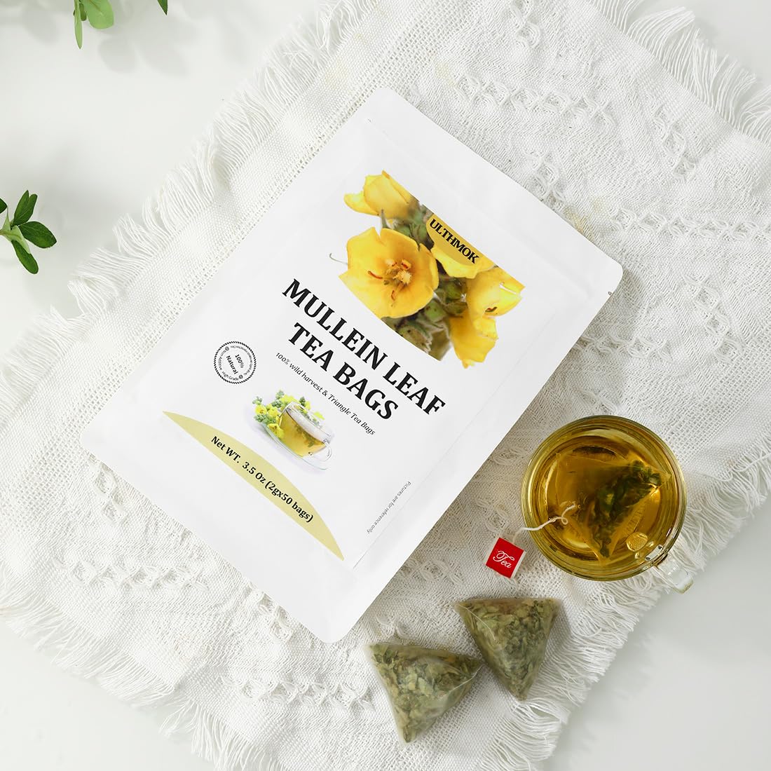 Premium 50 Mullein Leaf Tea Bags. Made with 100% Pure Mullein Leaves