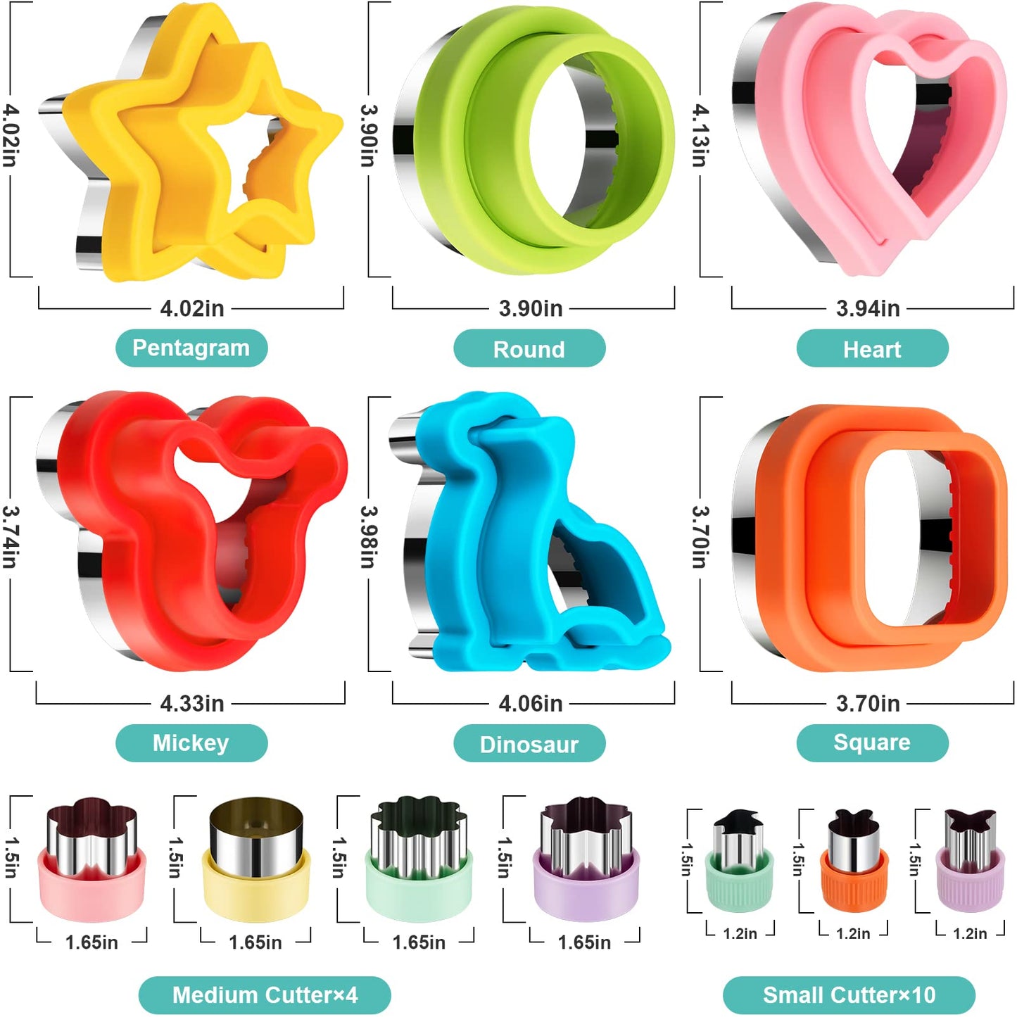 20Pcs Sandwich Cutter and Sealer Set for Kids