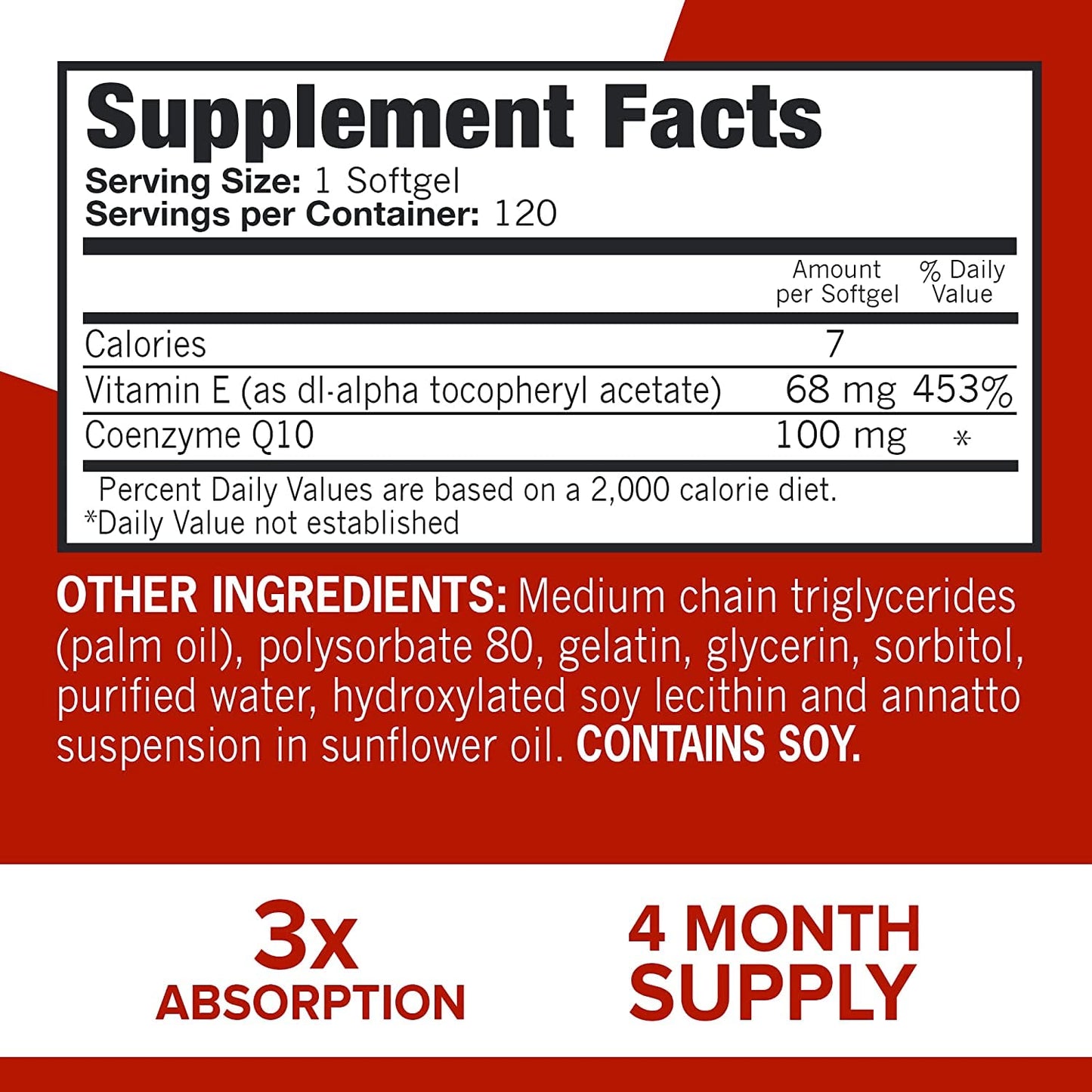Qunol CoQ10 100mg Softgels, Ultra CoQ10 100mg, 3x Better Absorption, 120 Count
