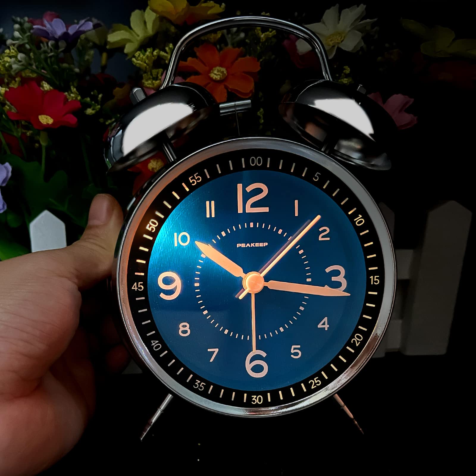 Peakeep Loud Alarm Clock for Heavy Sleepers Adults, Metal 4.5 Inches