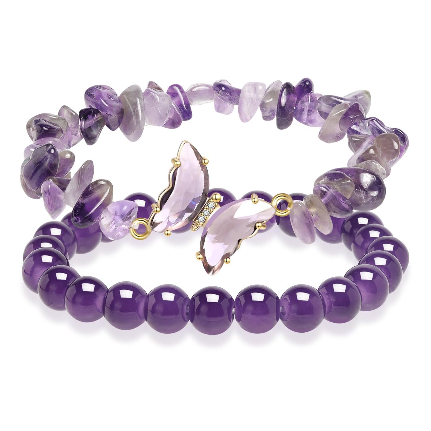Artlunar Butterfly Bracelets Healing Bracelet (Purple)