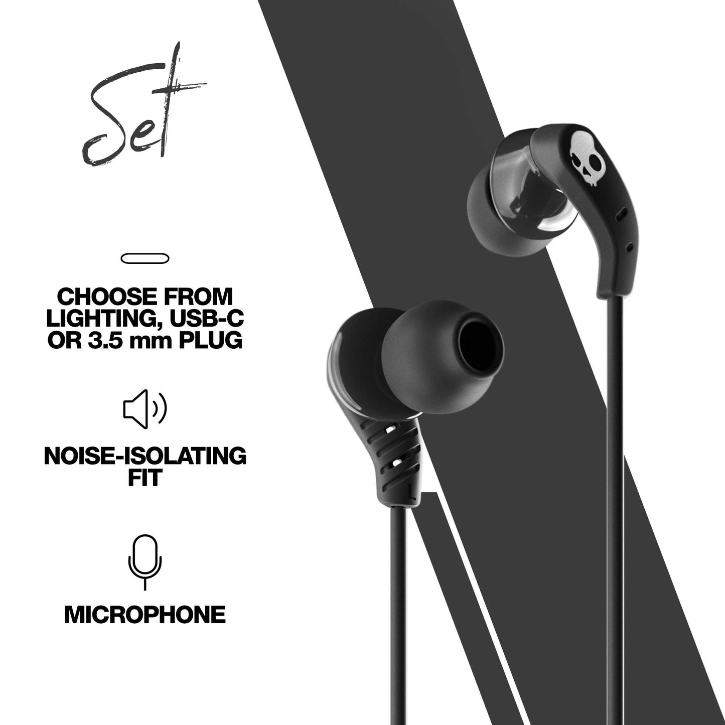 Skullcandy Set USB-C Wired Earbuds with Noise Isolating Fit, Built-in Microphone