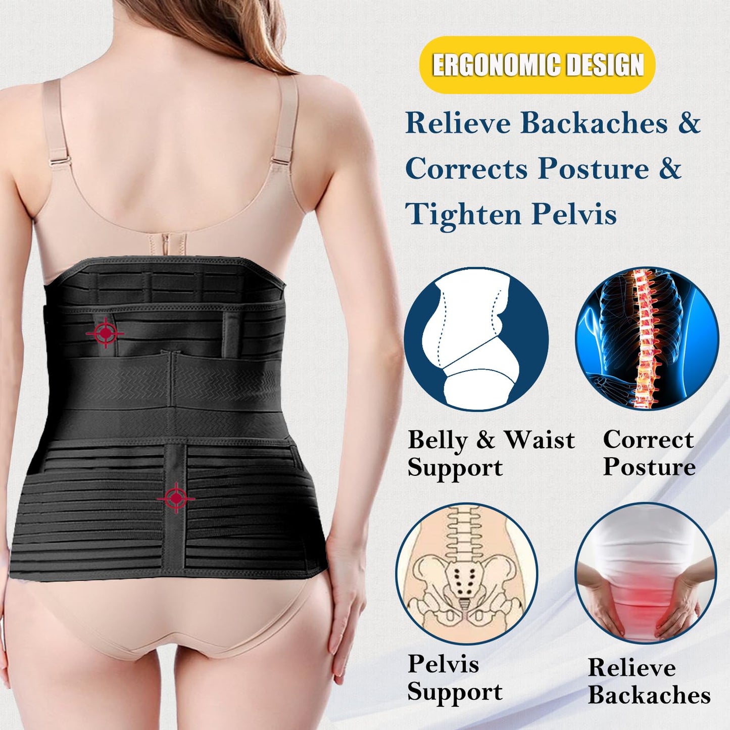 ChongErfei 3 in 1 Postpartum Post Surgical Belly Wrap