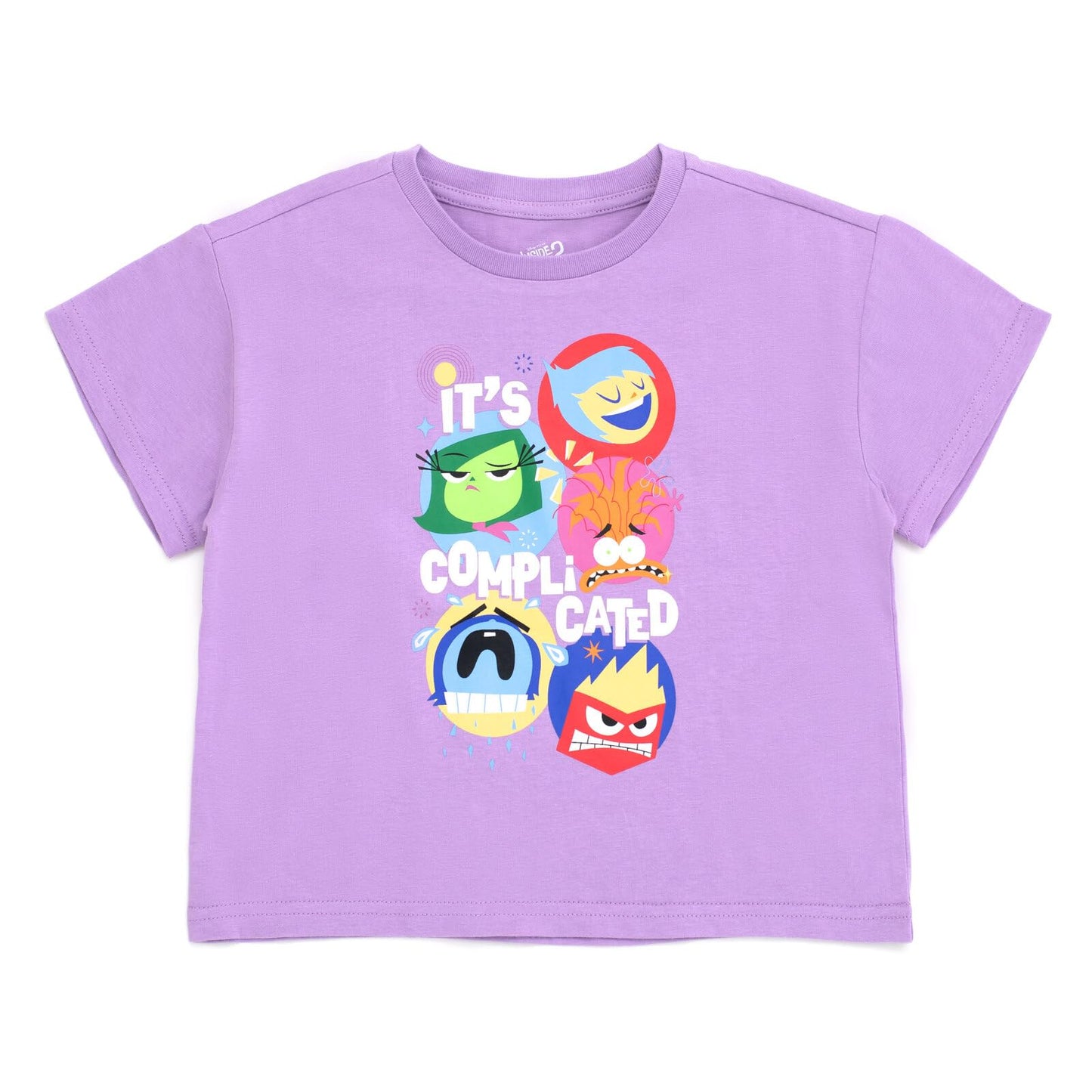 Disney Inside Out Big Girls T-Shirt and French Terry Shorts Outfit Set Lavender/Blue Inside Out 10-12