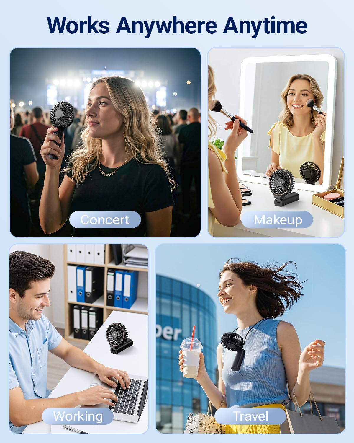 SWEETFULL Handheld Portable Fan, Rechargeable Battery, 6 Speed Wind, LED Digital Display
