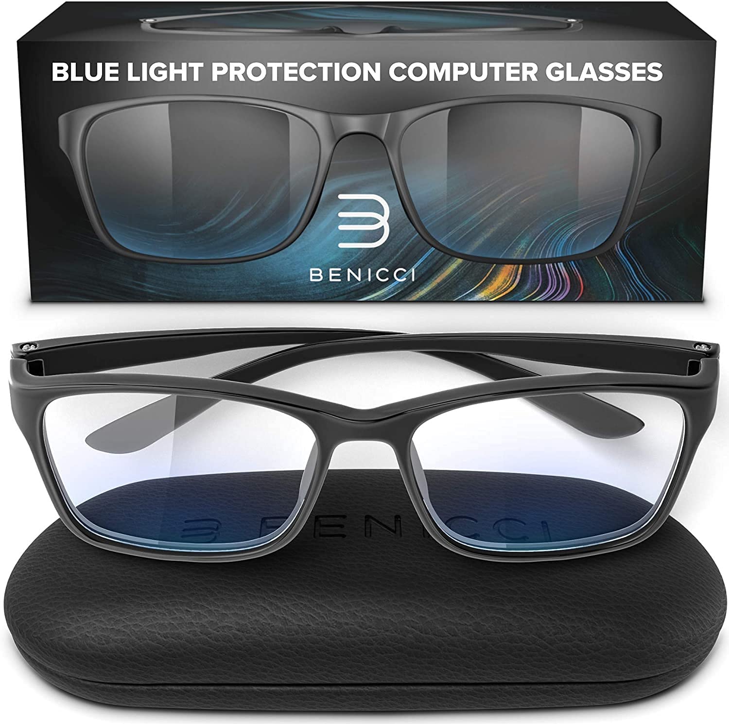Stylish Blue Light Blocking Glasses for Women or Men w/Case