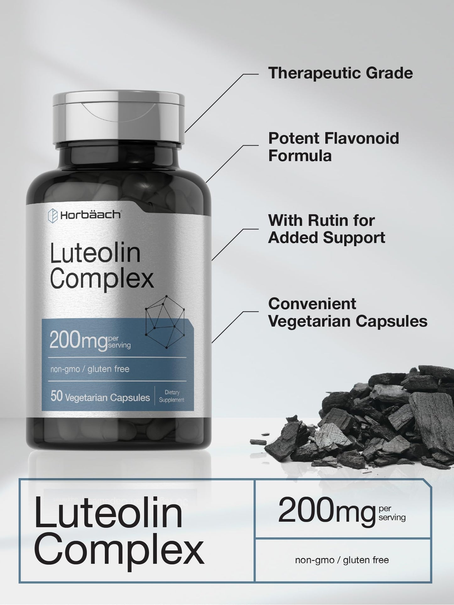 Horbäach Luteolin Complex Supplement | with Rutin | 50 Capsules