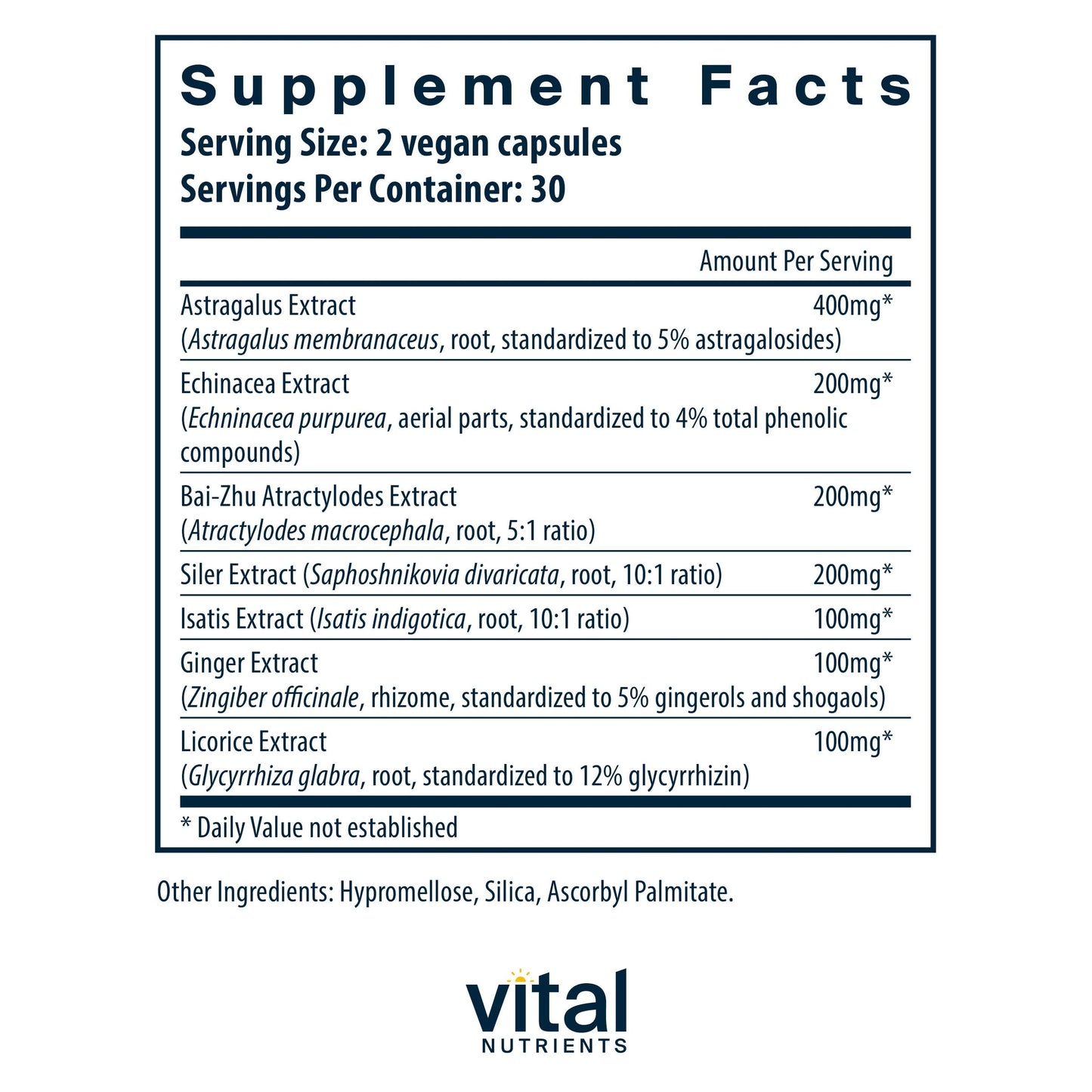 Vital Nutrients Immune Support | Herbal Immune System Support Supplement | Vegan Antioxidant and Immunity Supplement, 60 Capsules