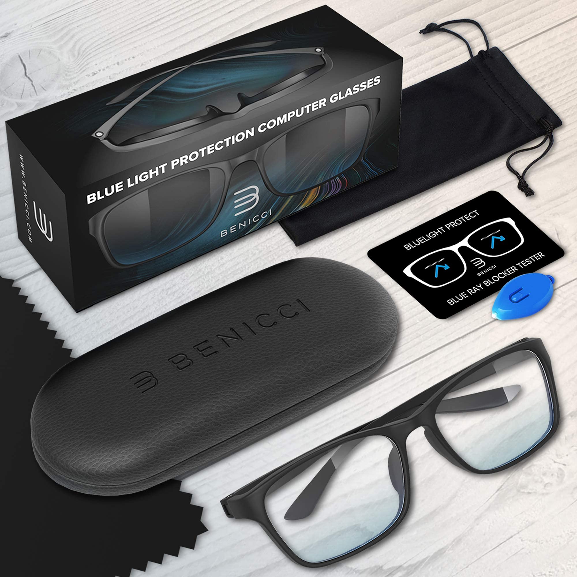 Stylish Blue Light Blocking Glasses for Women or Men w/Case