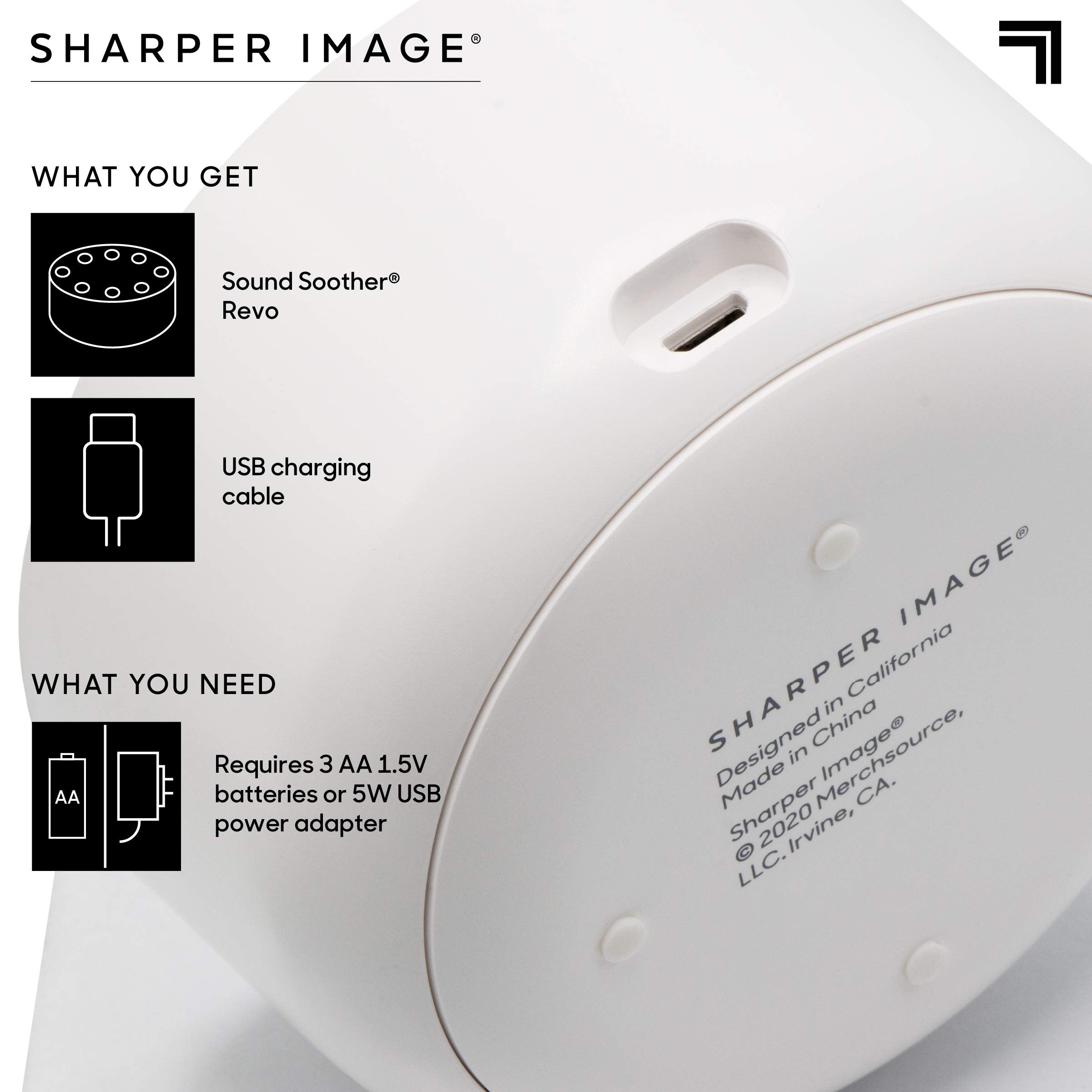 Sharper Image White Noise Sound Machine, 6 Soothing Nature Soundscapes