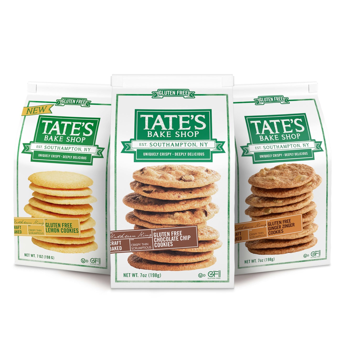 Tate's Bake Shop Gluten Free Cookies Variety Pack, Lemon, Ginger Zinger and Chocolate Chip