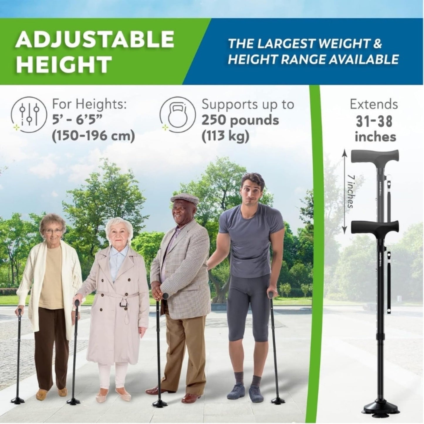 HONEYBULL Walking Cane for Men & Women