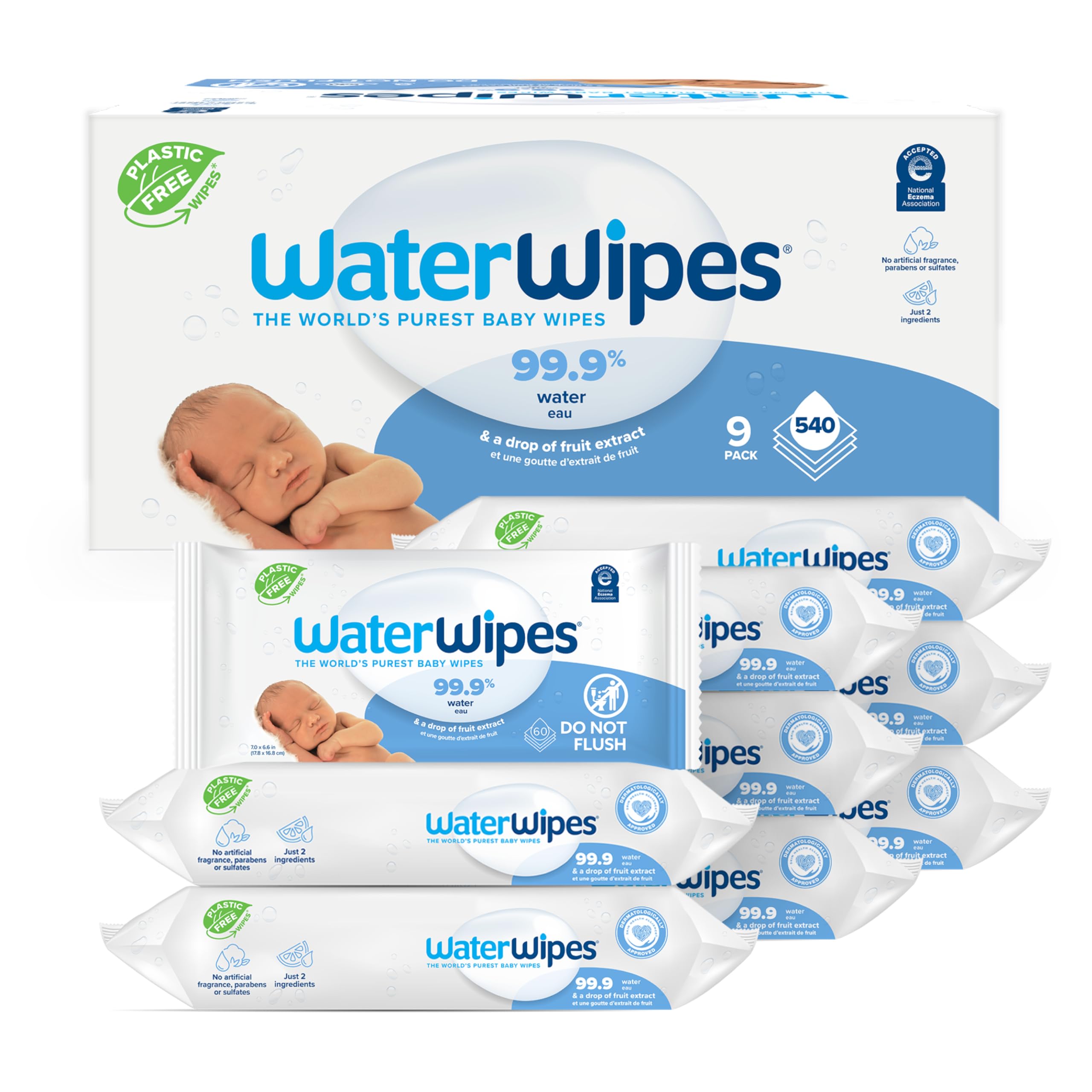 WaterWipes, 99.9% Water-Based Wipes, Unscented & Hypoallergenic