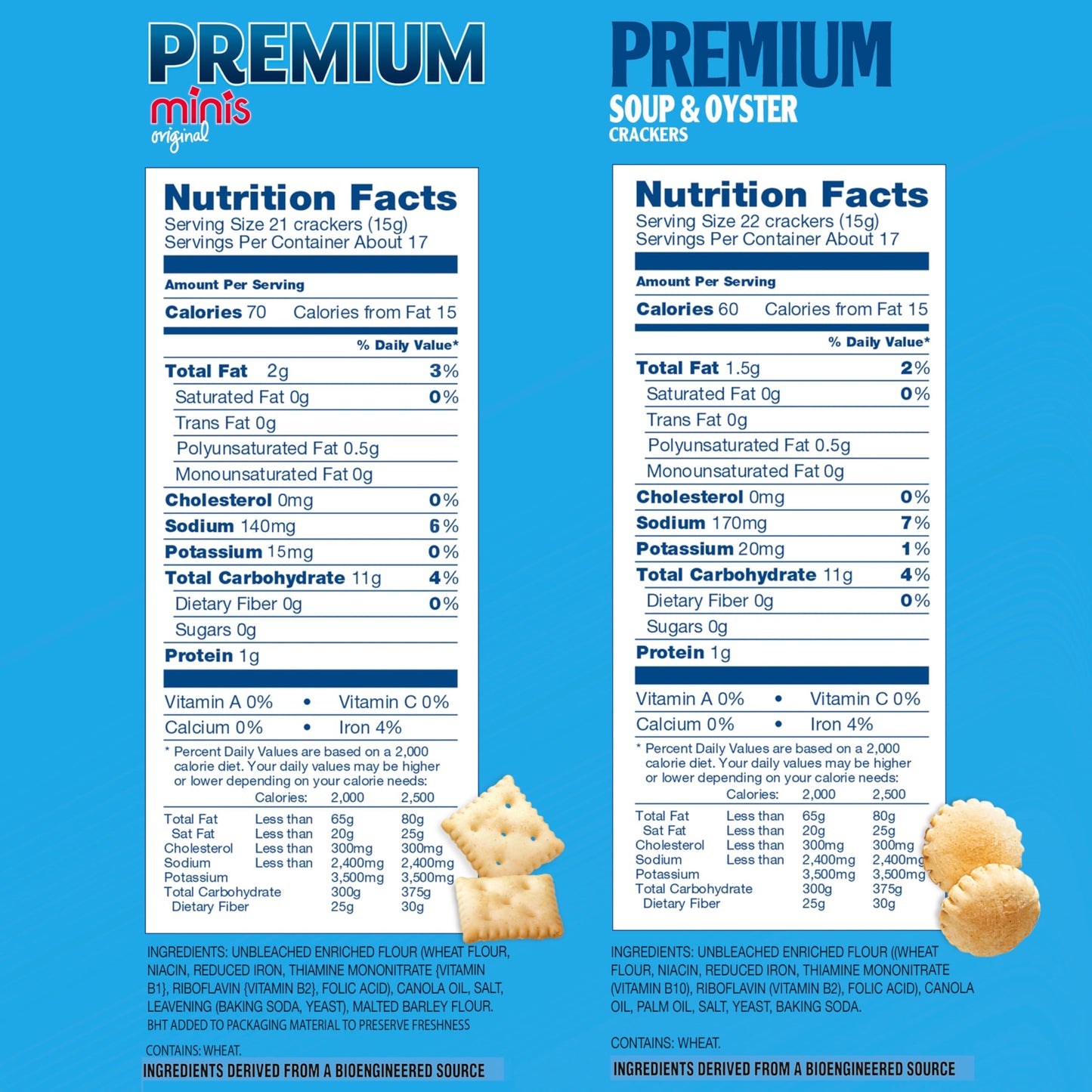 Premium Saltine Crackers Variety Pack, 2 Mini and 2 Soup & Oyster Crackers