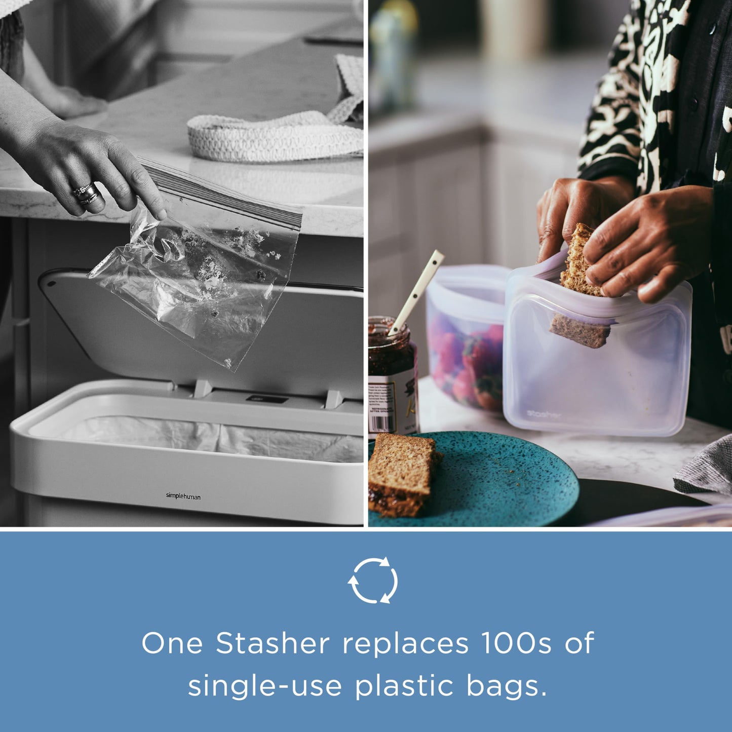 Stasher Premium Silicone Reusable Food Storage Bags, 3-Pack