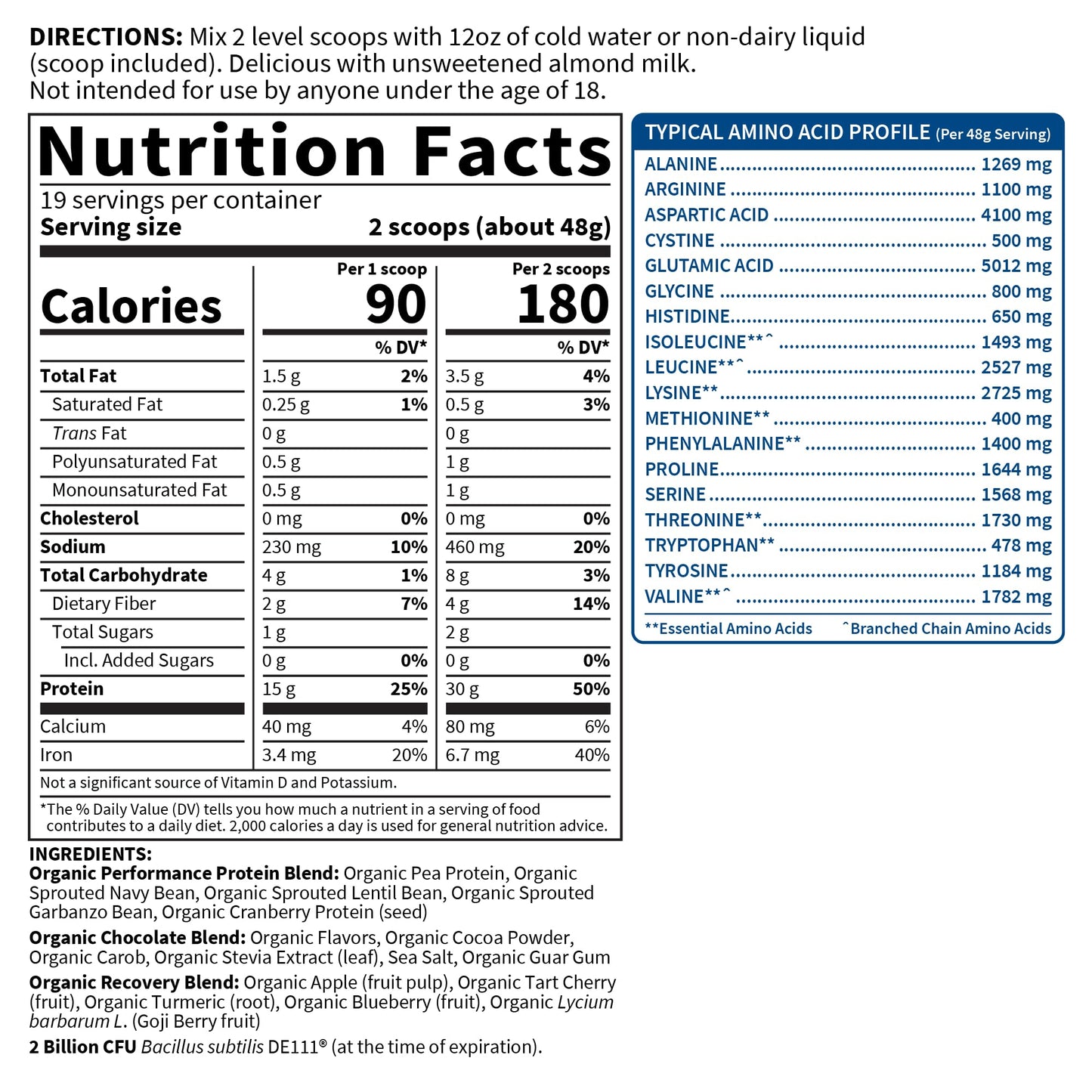 Garden of Life Organic Vegan Protein Powder with Probiotics, 19 Servings, Chocolate