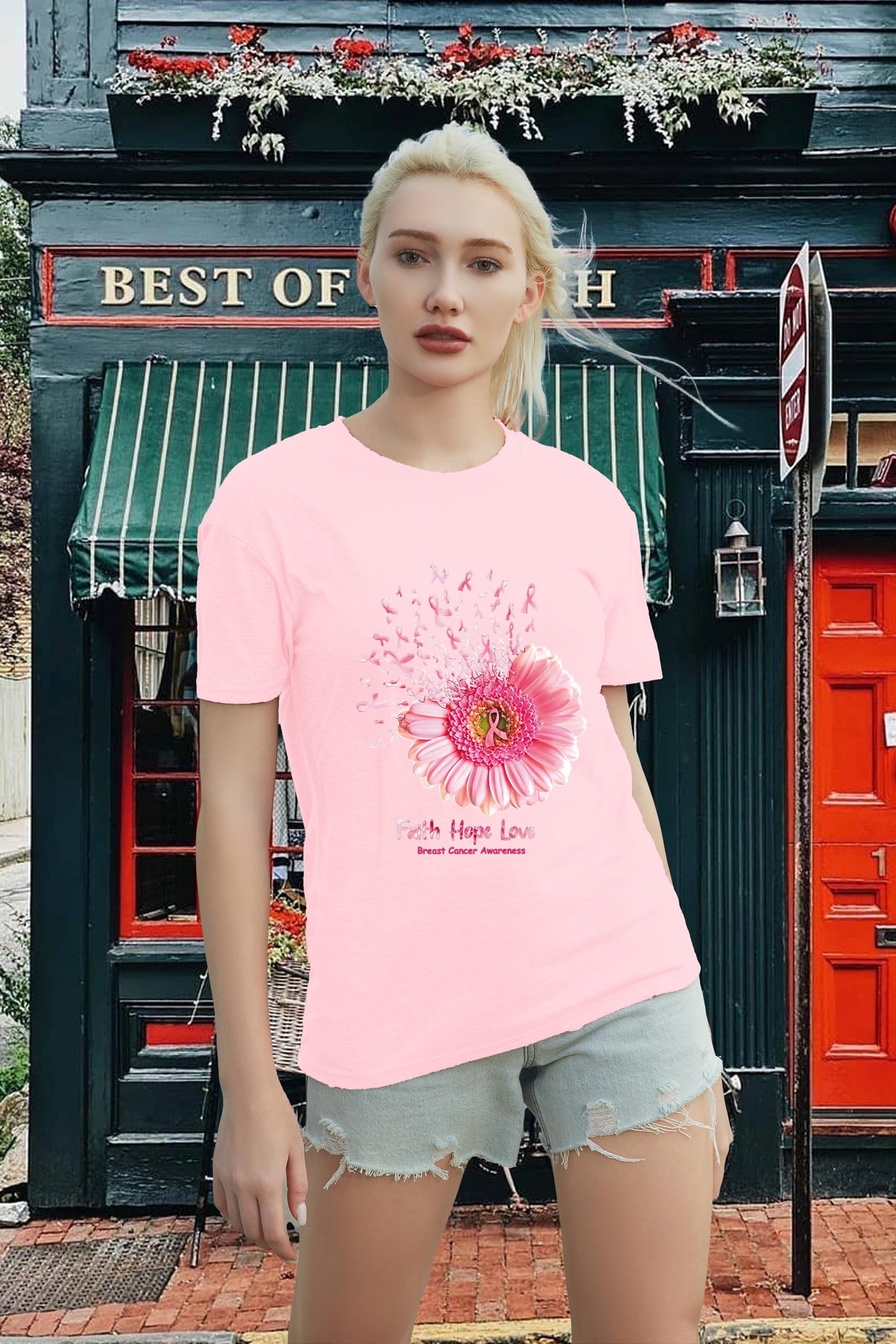 Breast Cancer Shirt Sunflower Pink Ribbons