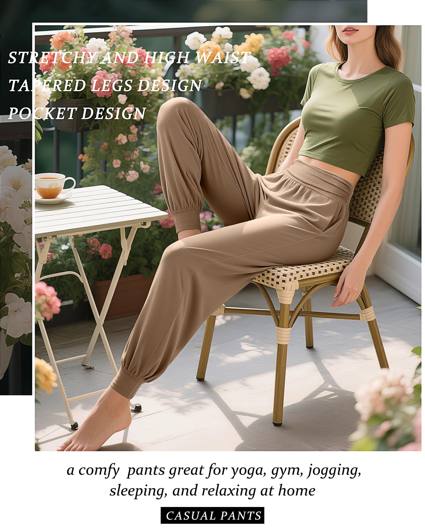 2 Pack Women's Yoga Joggers, Cozy Sweatpants