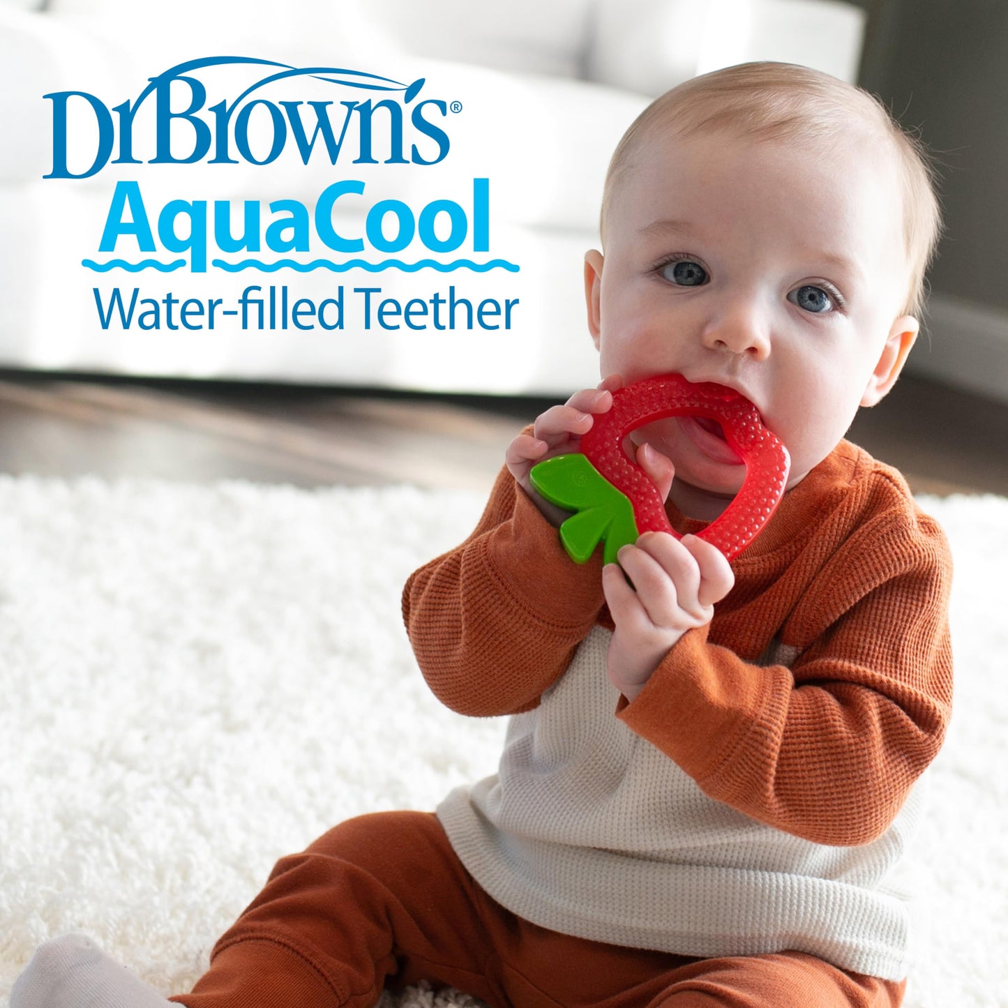 Dr. Brown's AquaCool Water-Filled Baby Teether, Cools & Massages Sore Gums, BPA Free, 2 Pack, 3m+