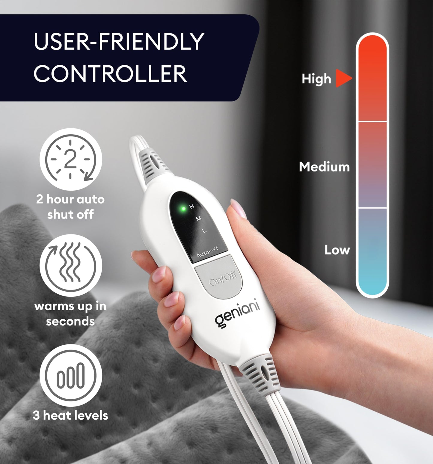 Large Electric Heating Pad for Back Pain & Cramps Relief