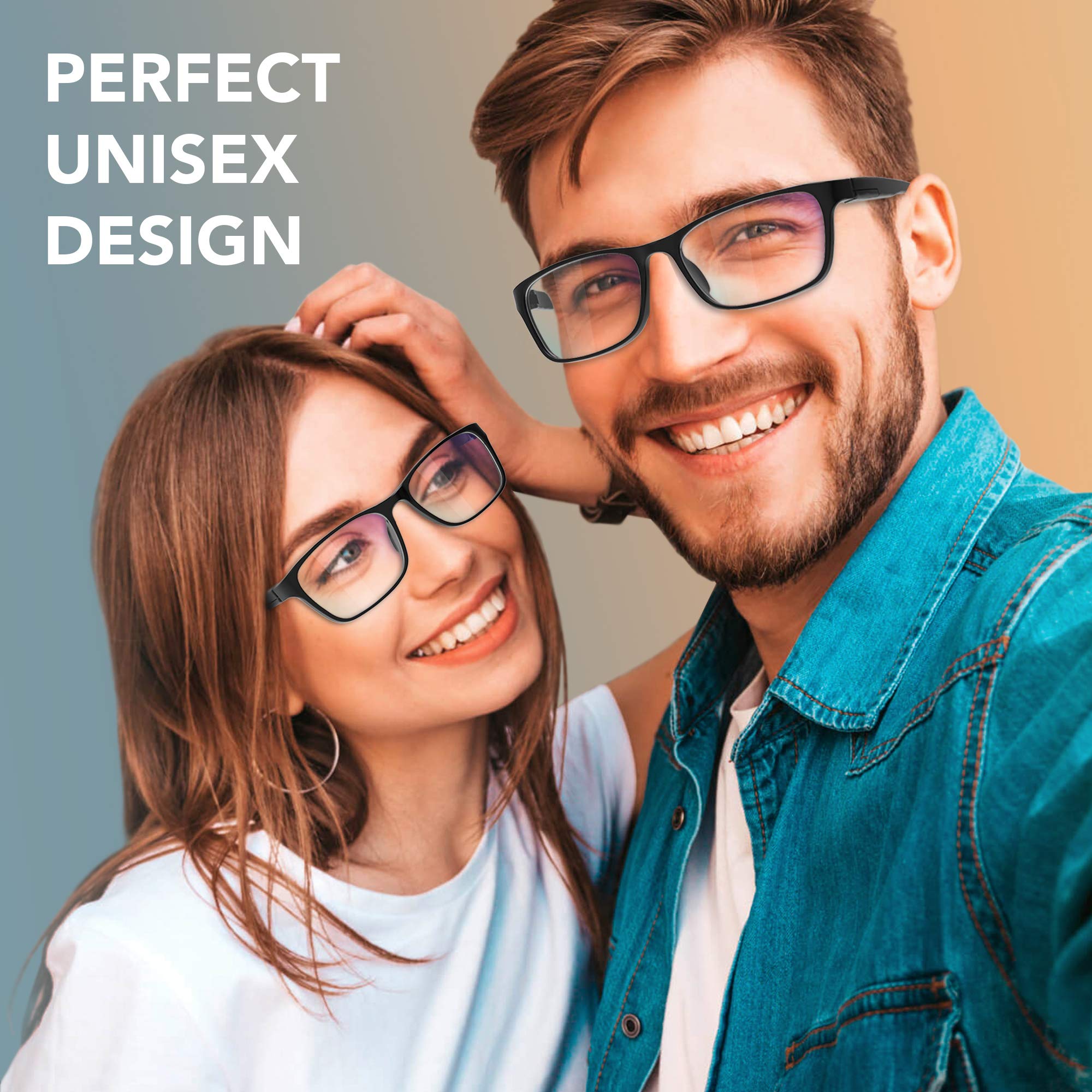 Stylish Blue Light Blocking Glasses for Women or Men w/Case