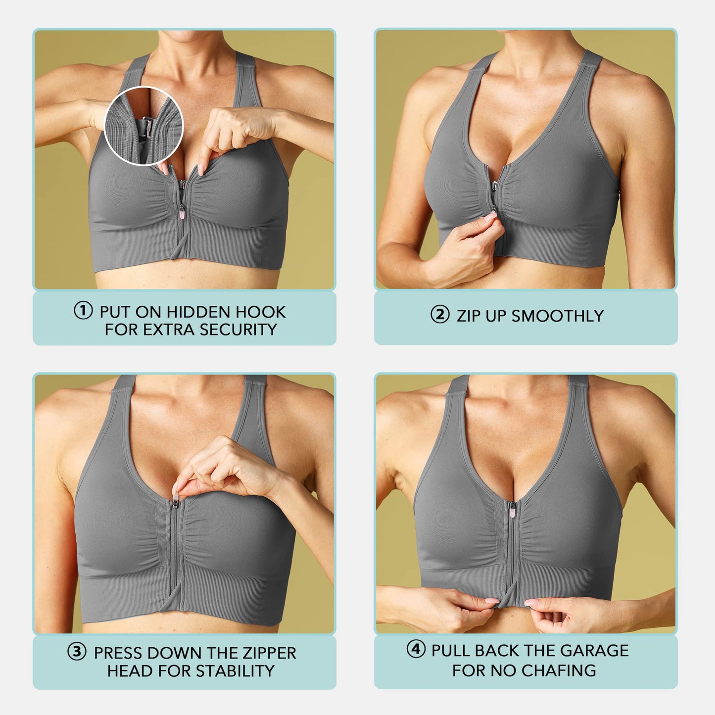 Zip Front Post-Surgery Bra