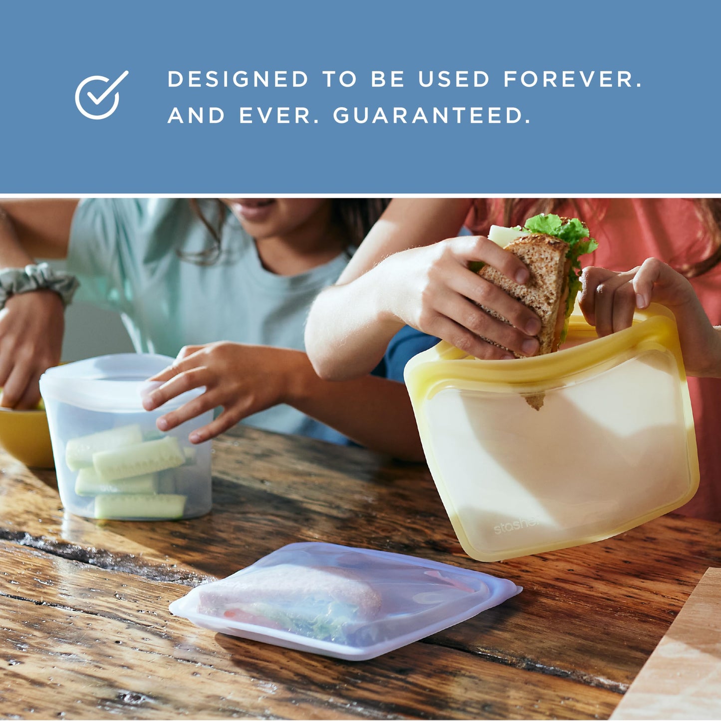Stasher Premium Silicone Reusable Food Storage Bags, 3-Pack