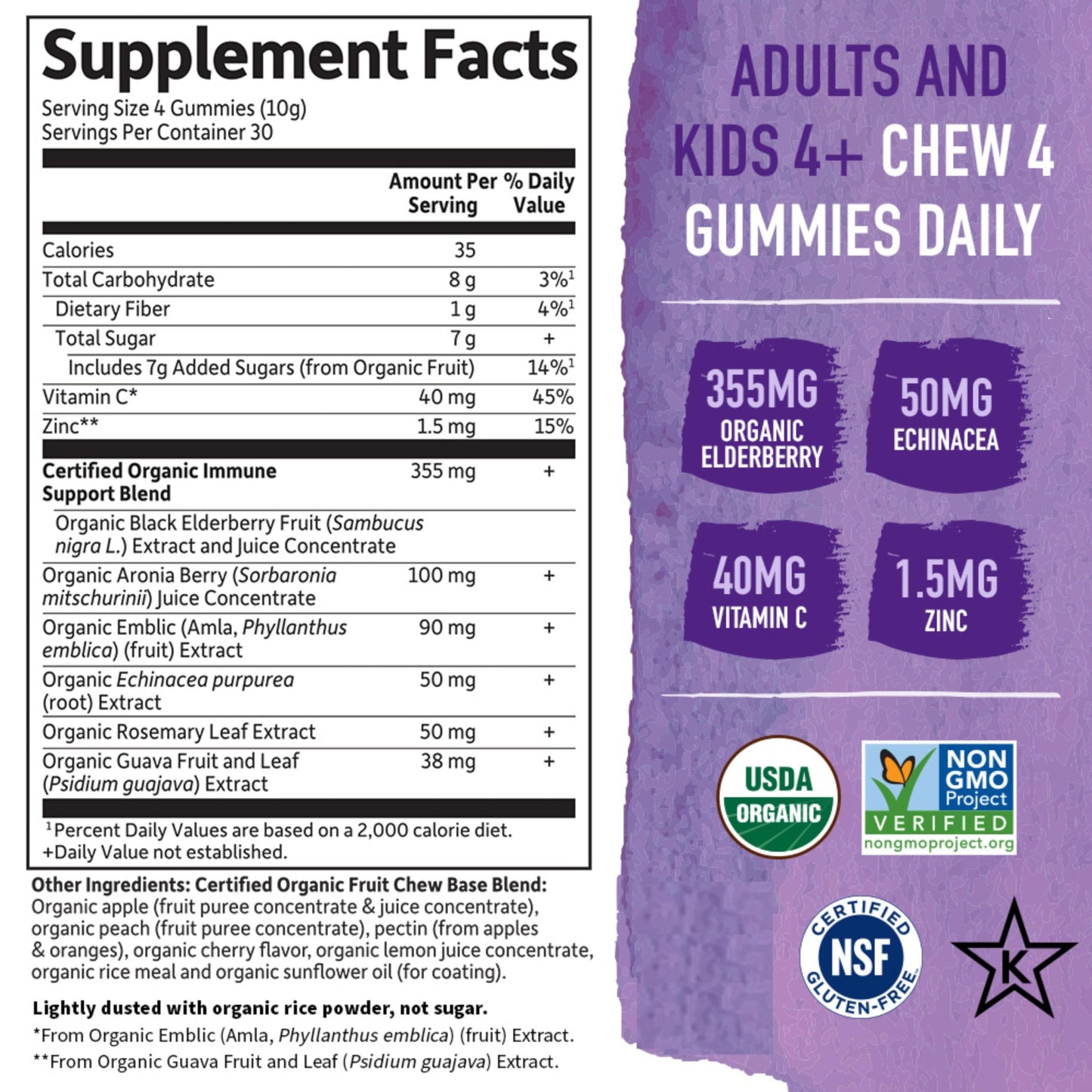 Garden of Life Organics Elderberry Gummies for Adults & Kids, 120 Vegan Gluten Free Gummies