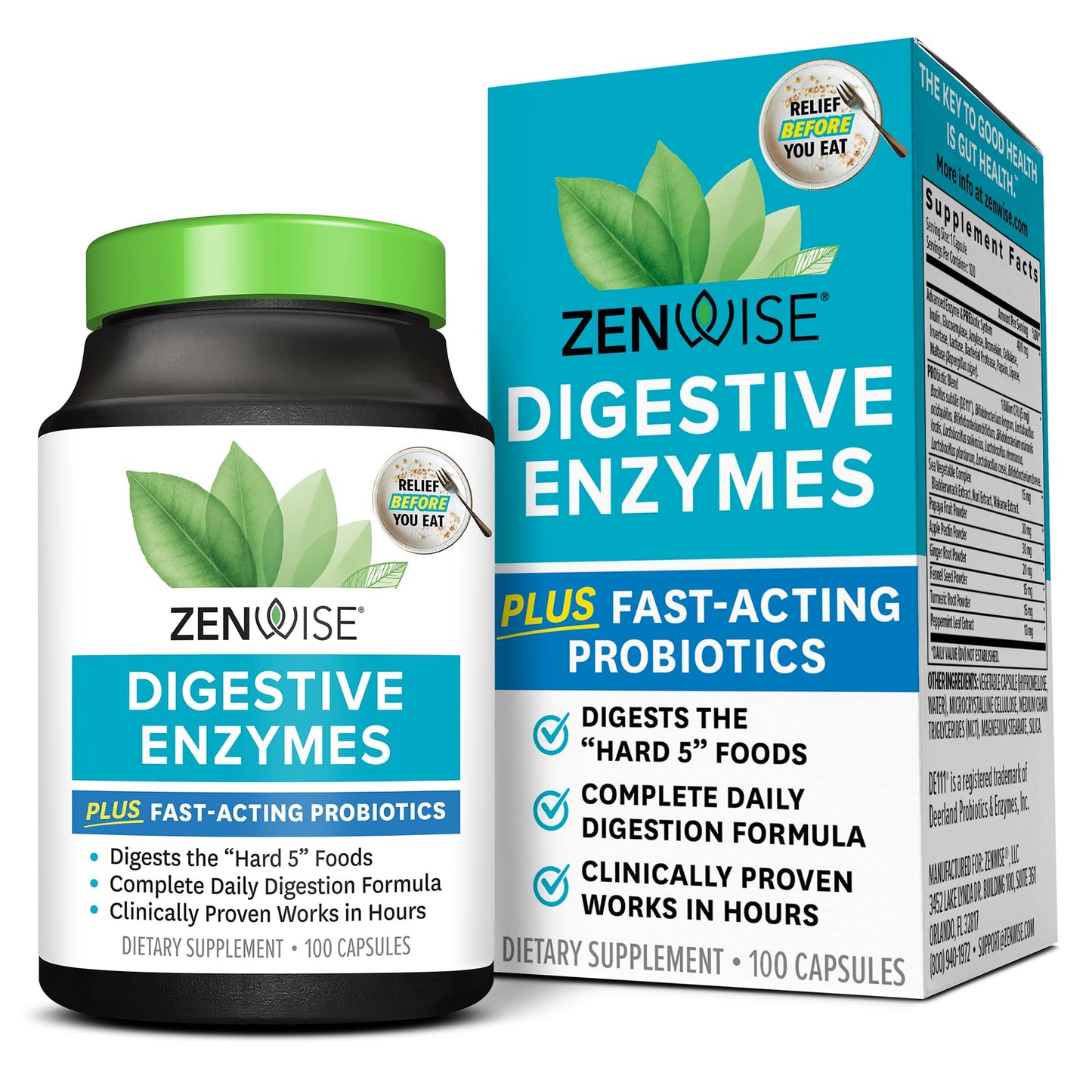 Zenwise Health Digestive Enzymes and Bromelain for Gut Health, 100 CT