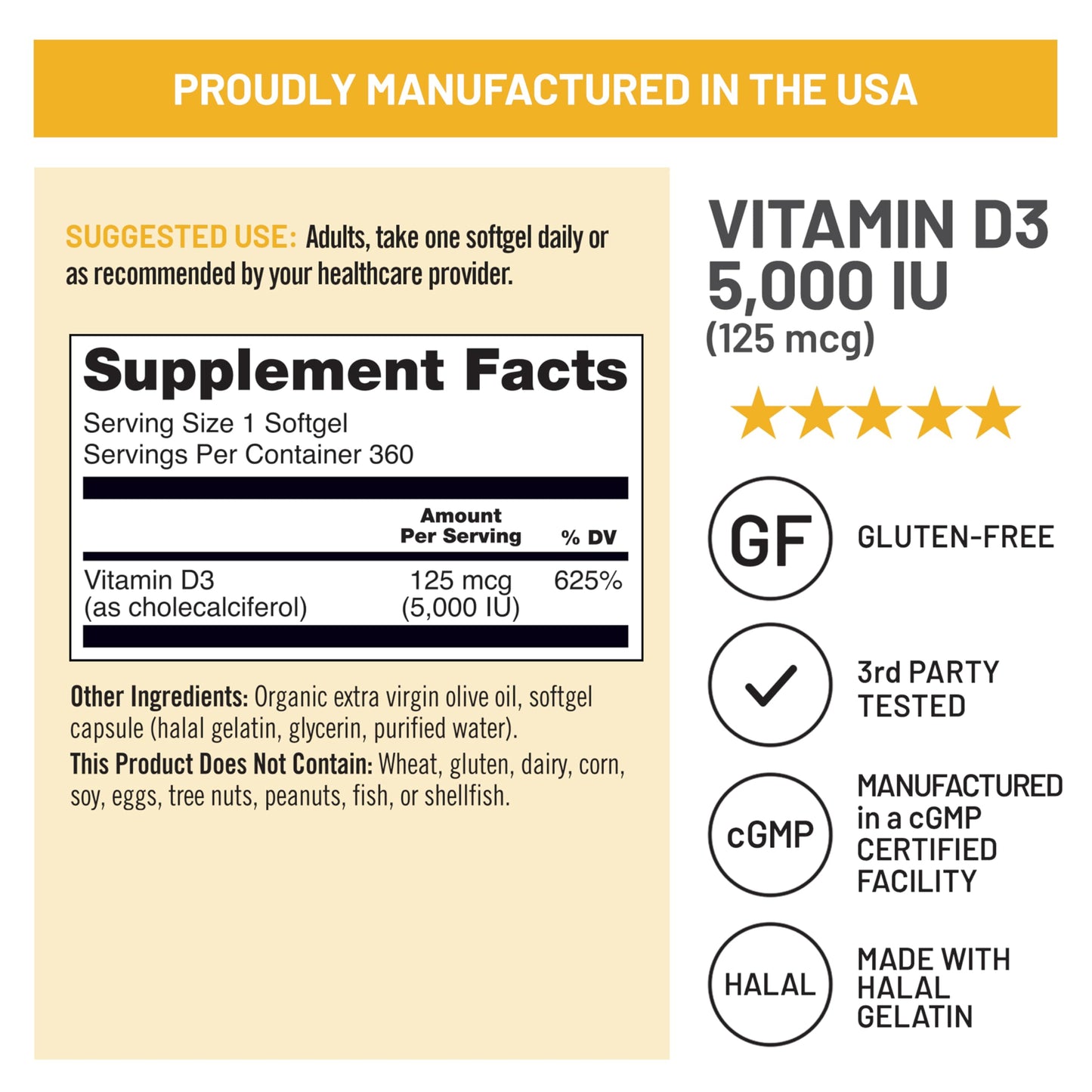 NatureWise Vitamin D3 5000iu (125 mcg), Mini Softgel 360 Count
