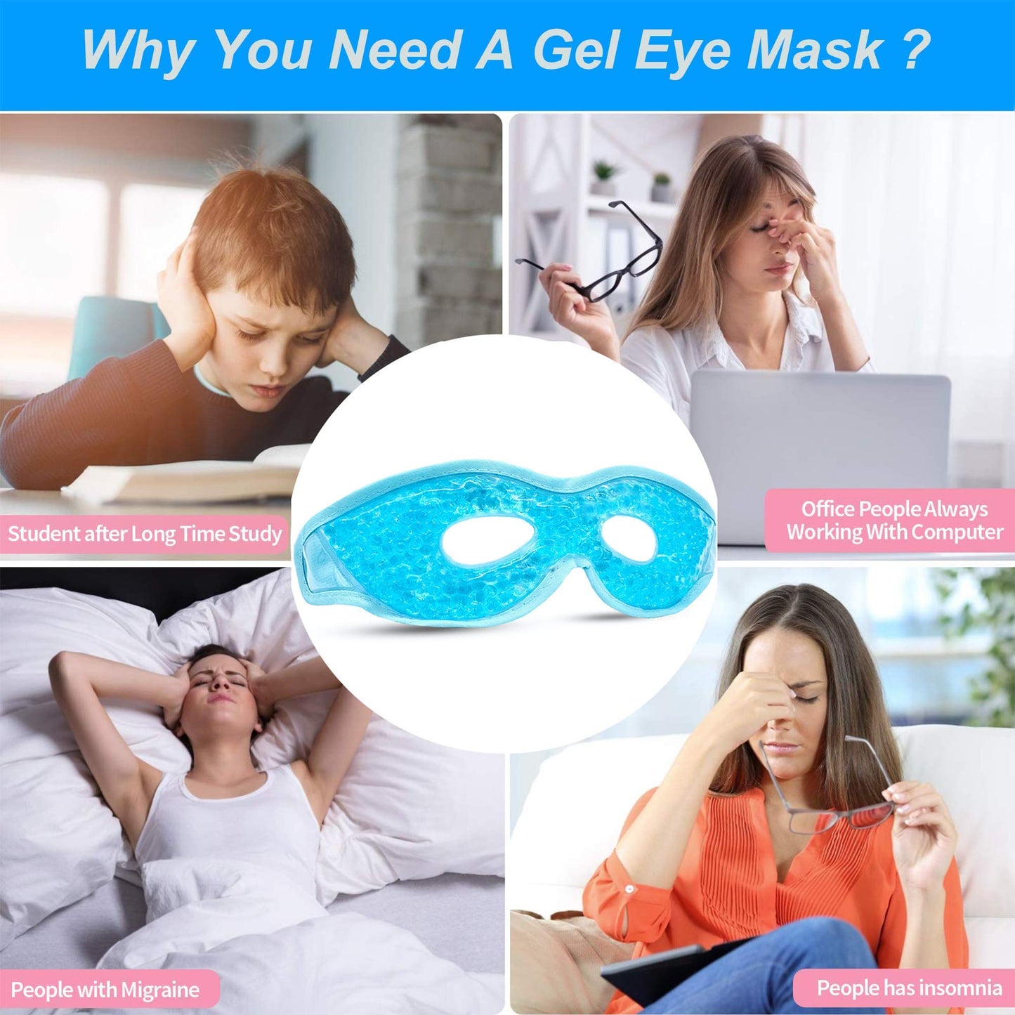 2PCS Reusable Hot Cold Therapy Eye Mask