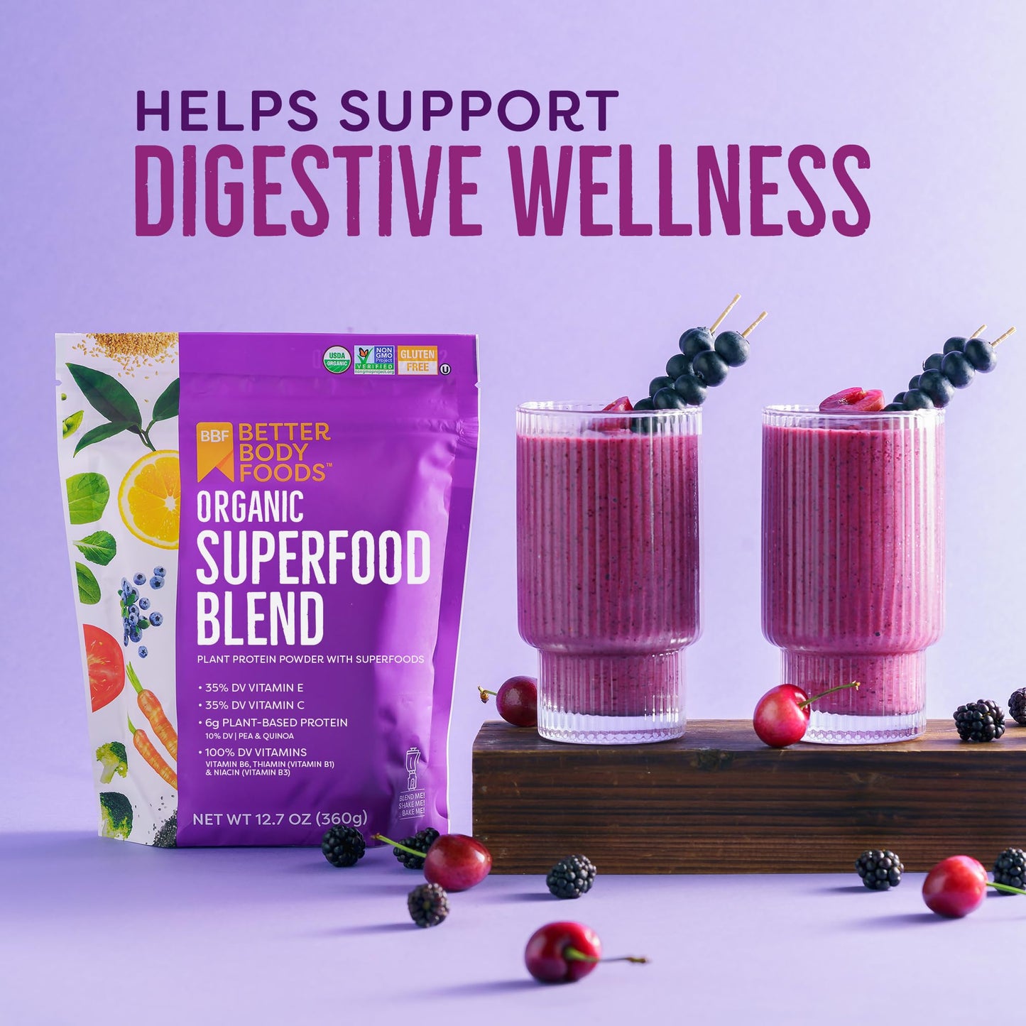 BetterBody Foods Organic Superfood Powder with Protein(12.7 oz.)