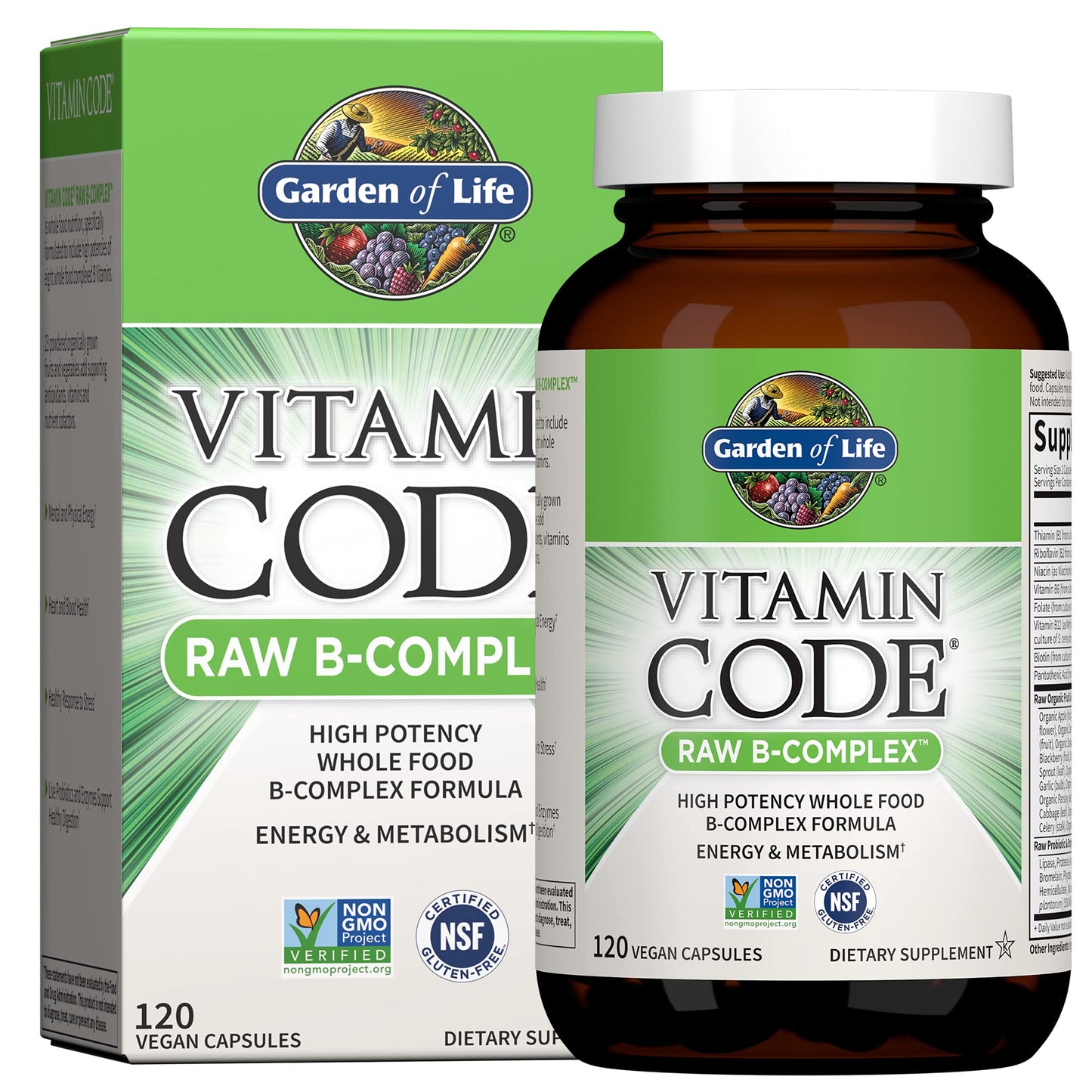 Garden of Life Vitamin B Complex, 120 Vegan Capsules