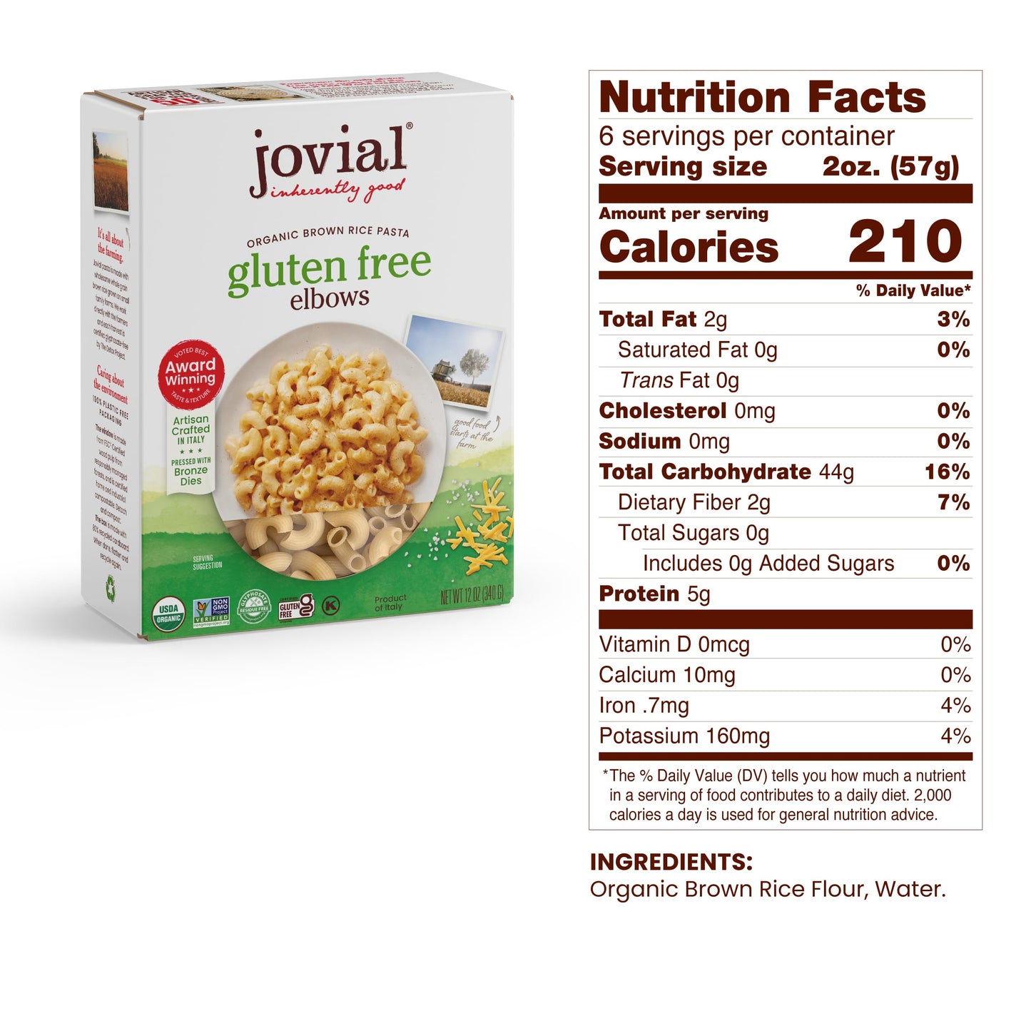 Jovial Whole Grain Brown Rice Pasta Variety Pack (Mafalda, Farfalle, Elbows, Fusilli, Casarecce, Penne), 12 Oz, 6 Pack