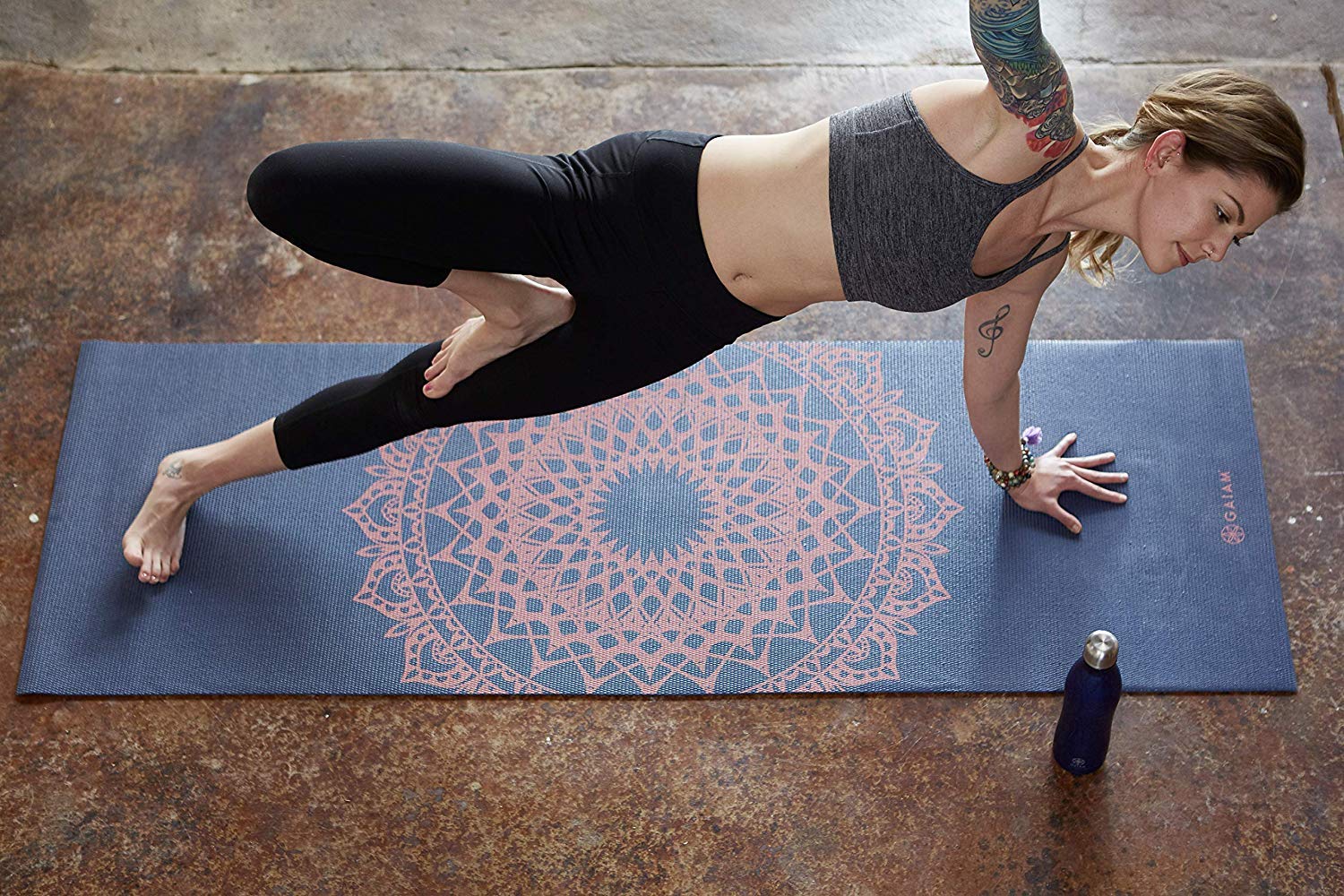 Gaiam Yoga Mat Classic Print Non Slip Exercise & Fitness Mat, 68"L x 24"W x 4mm Thick