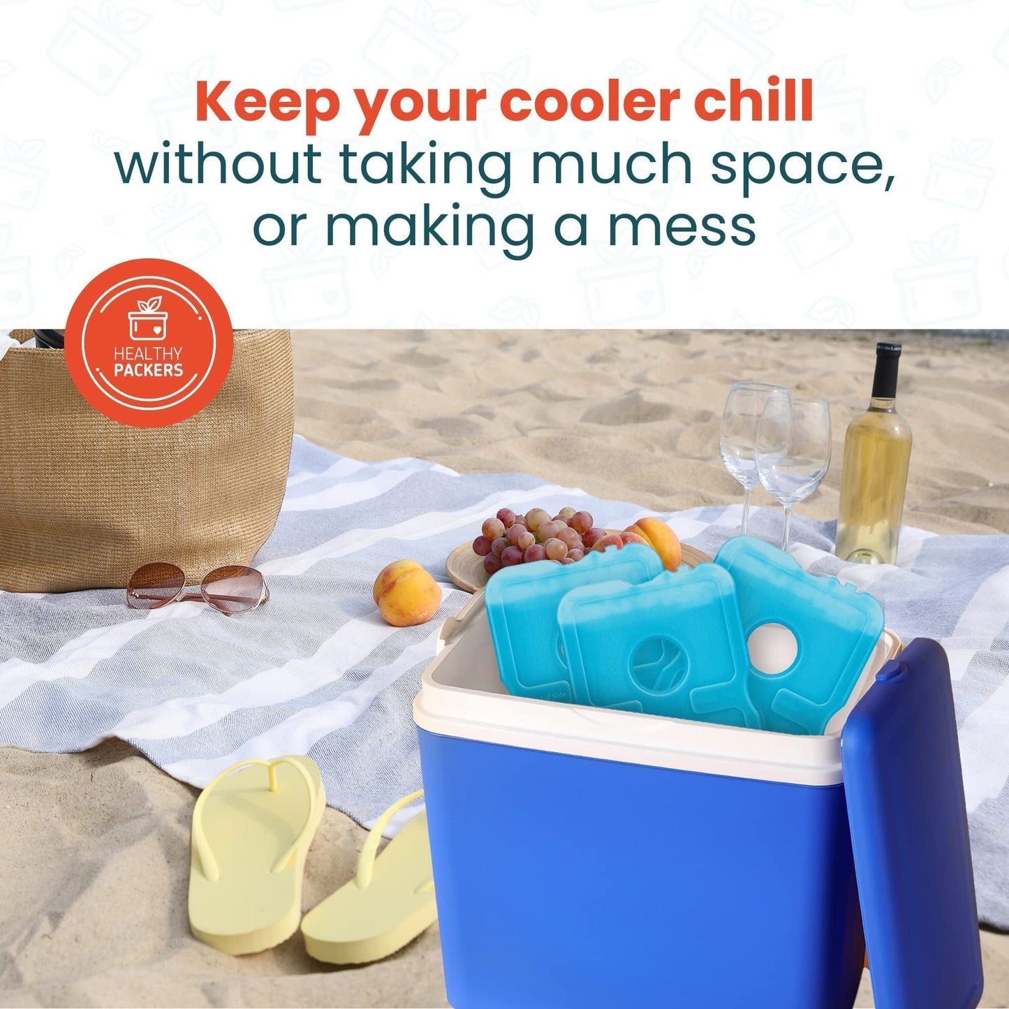Healthy Packers Ice Packs for Lunch Boxes & Coolers - Freezer Packs (Set of 4)