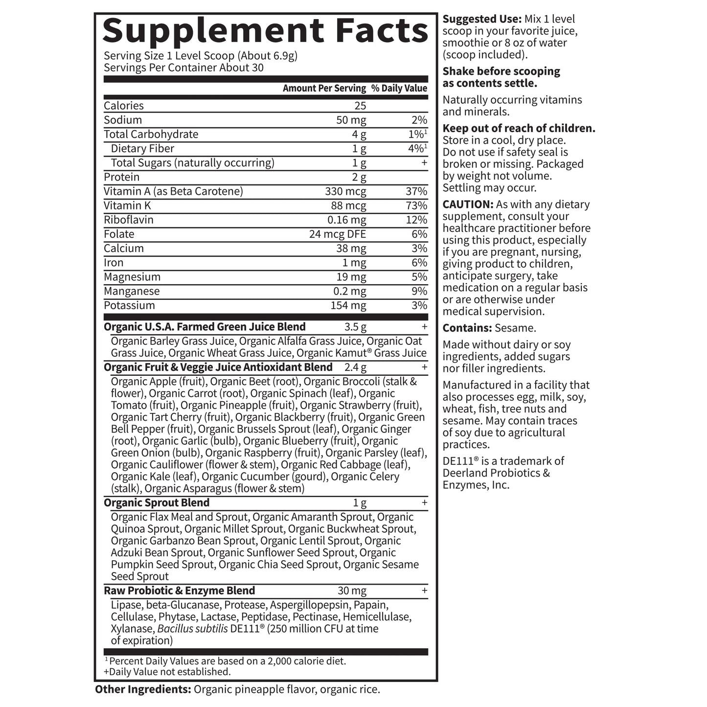 Garden of Life Raw Organic Perfect Food Green Superfood Juiced Greens Powder