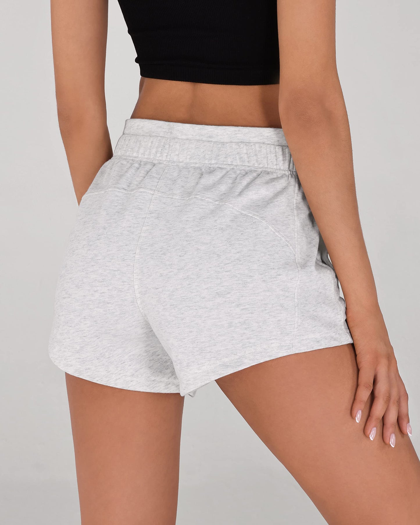 Women's Sweat Shorts with Pockets Cotton French Terry Drawstring
