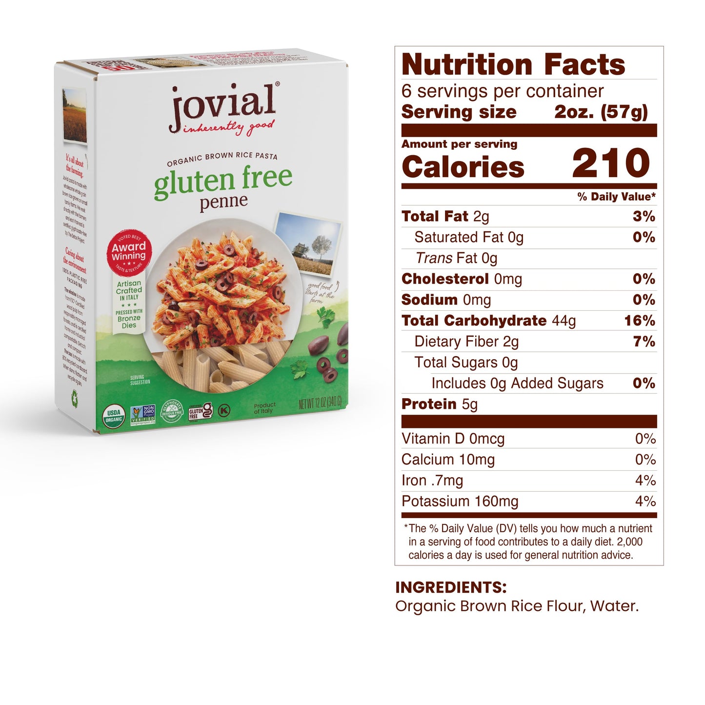 Jovial Whole Grain Brown Rice Pasta Variety Pack (Mafalda, Farfalle, Elbows, Fusilli, Casarecce, Penne), 12 Oz, 6 Pack