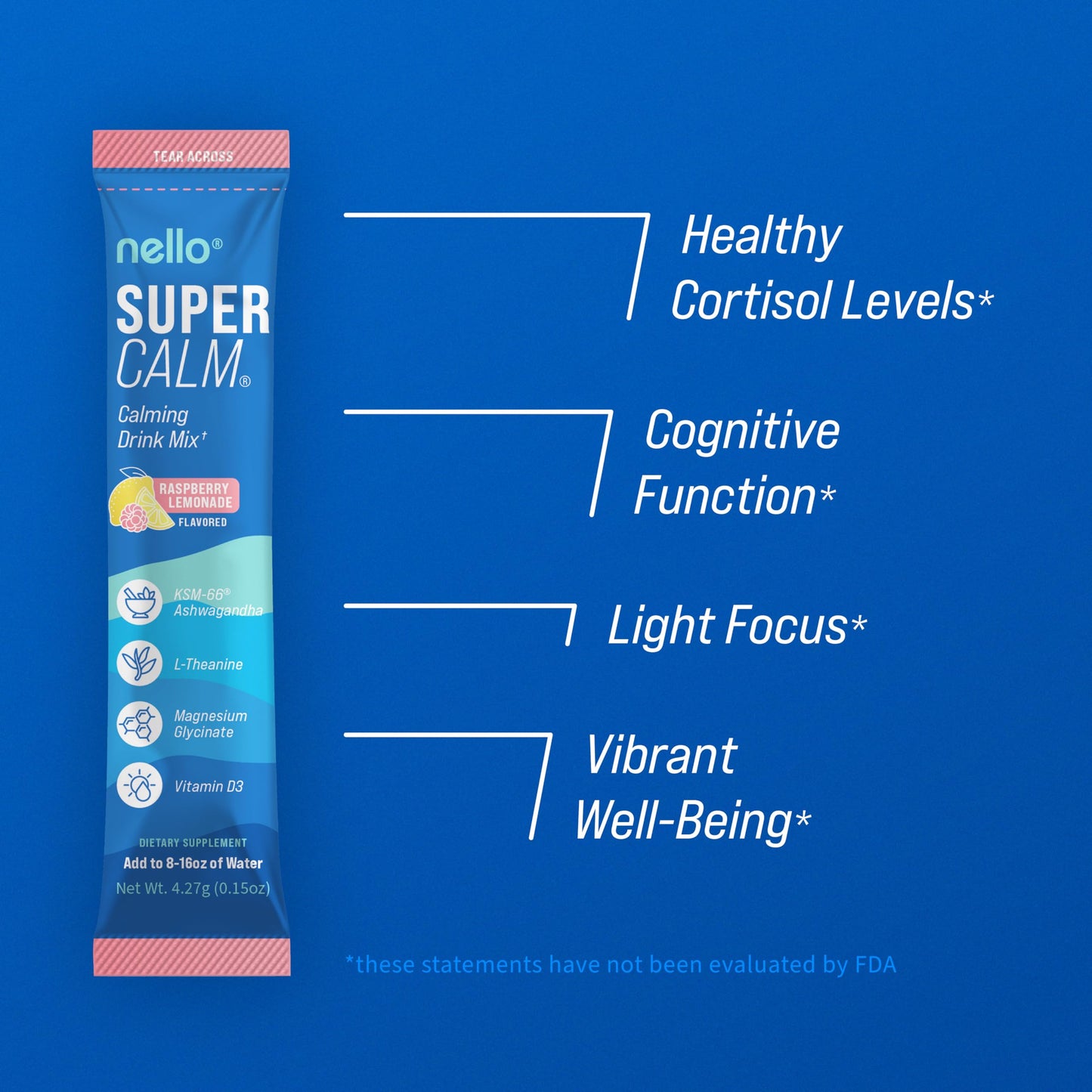 Nello Supercalm Powdered Drink Mix, Raspberry Lemonade, 20 Ct