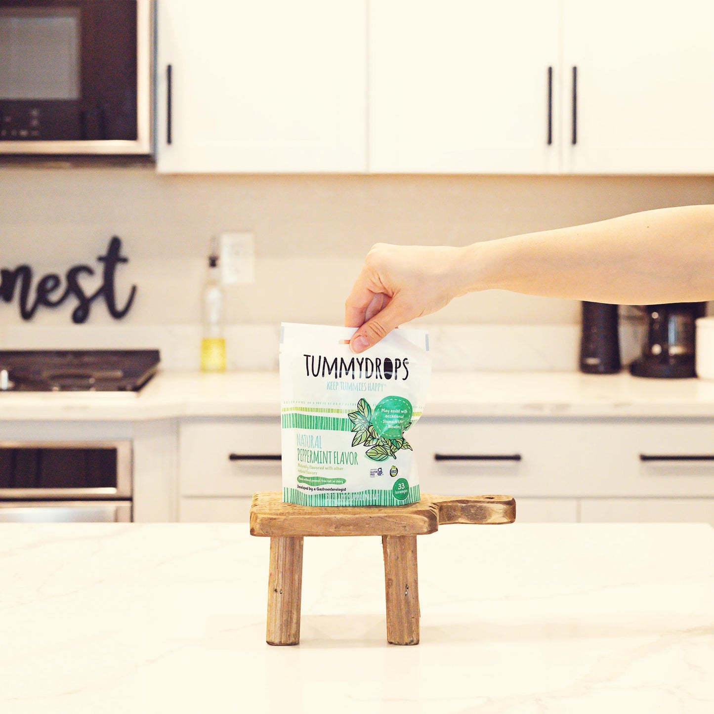 Tummydrops, Natural Peppermint, Gluten Free & Vegan, Pure Peppermint Oil Lozenges Made with Organic Ingredients