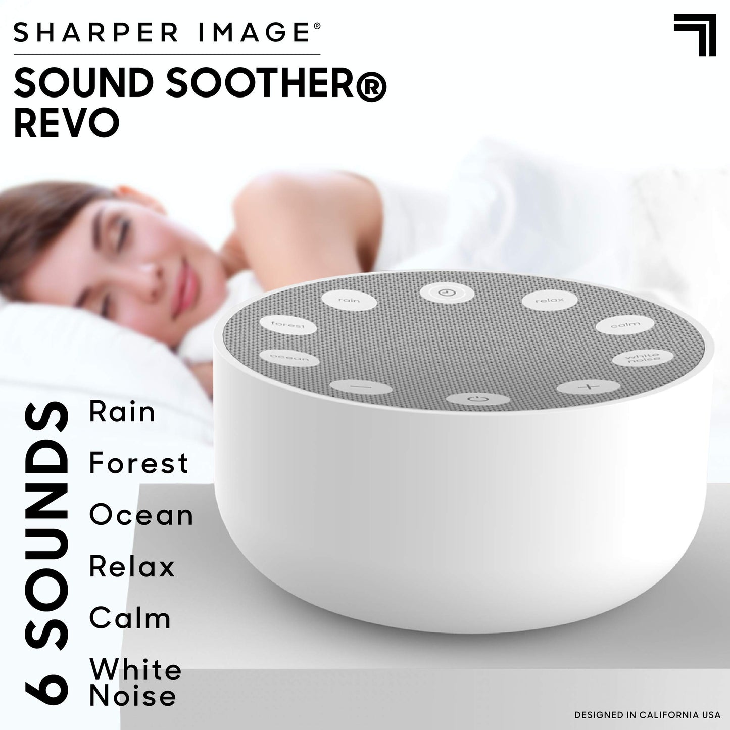 Sharper Image White Noise Sound Machine, 6 Soothing Nature Soundscapes
