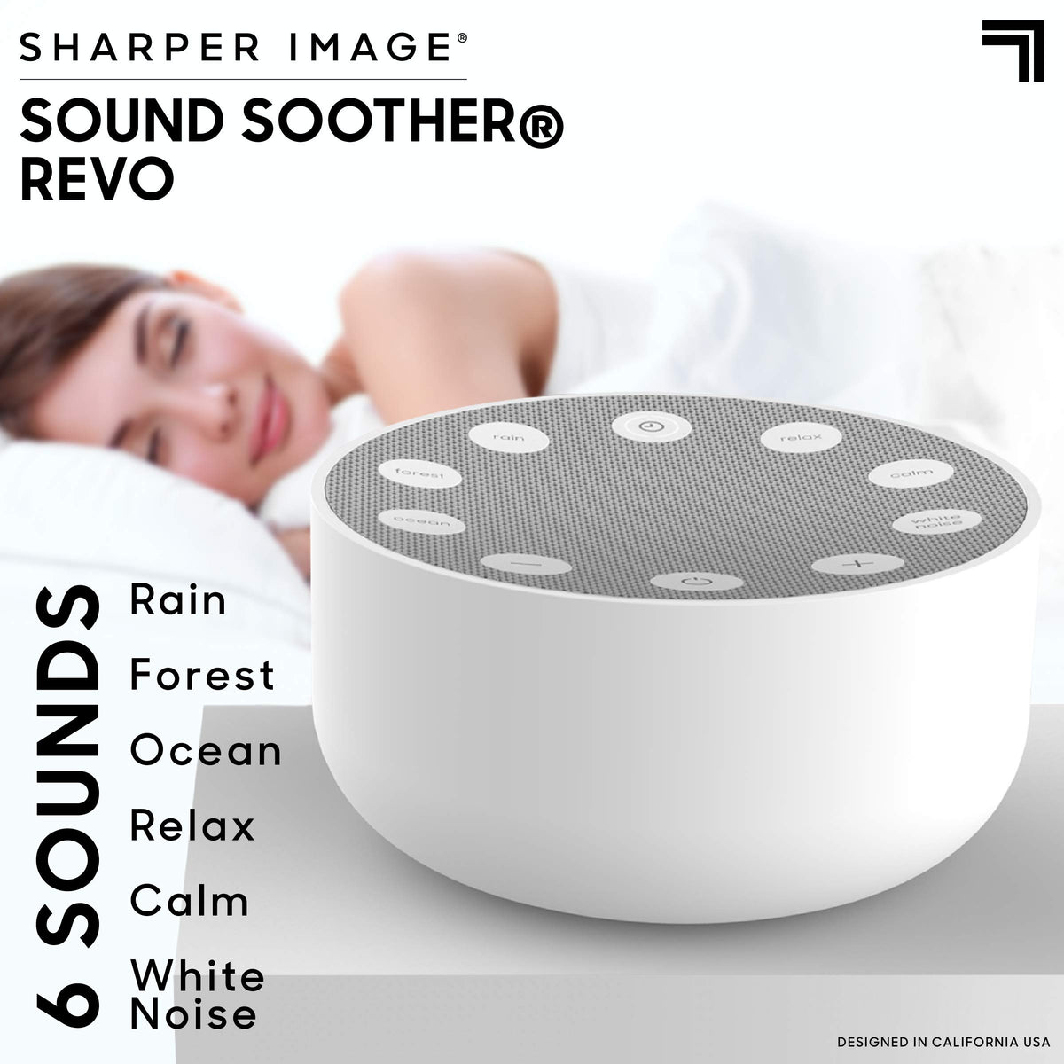 Sharper Image White Noise Sound Machine, 6 Soothing Nature Soundscapes